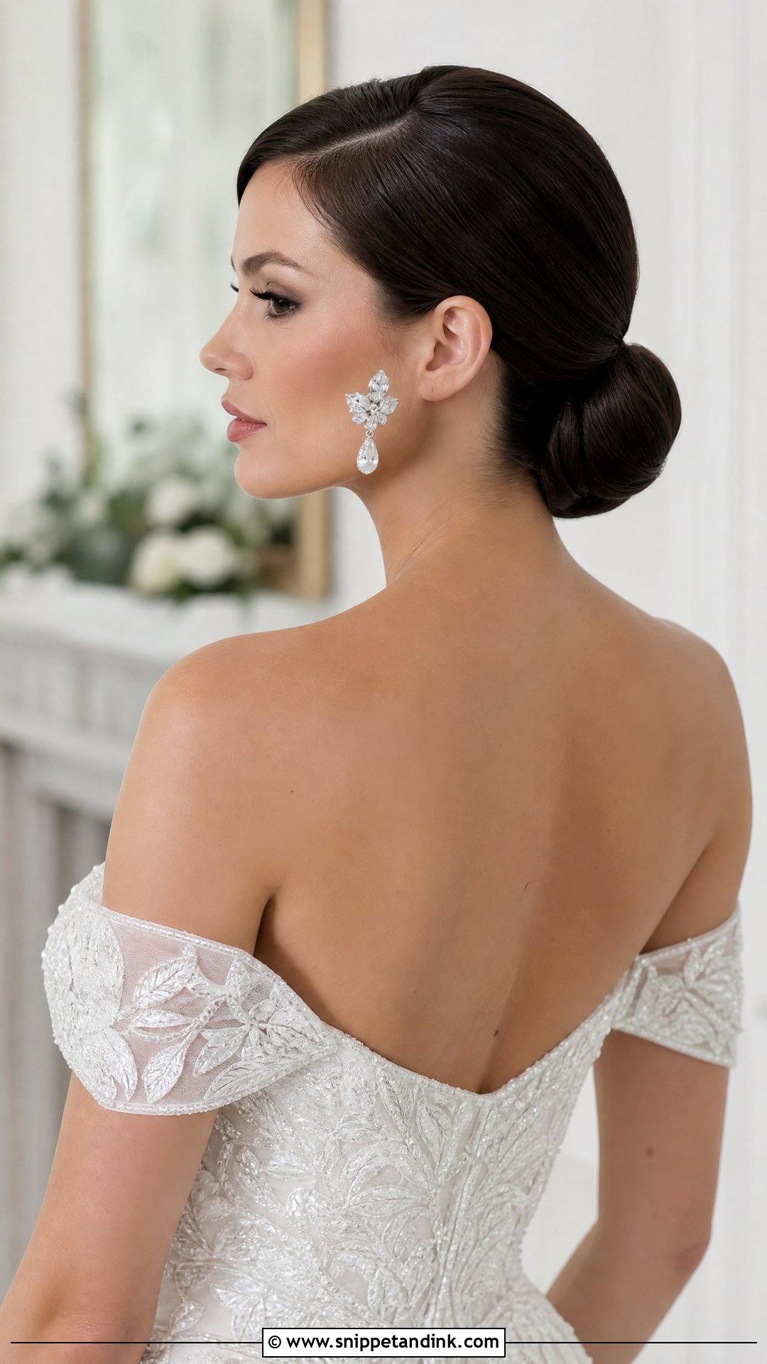 Low Chignon With Side Part - Snippet and Ink - 30 Wedding Hair Do Ideas