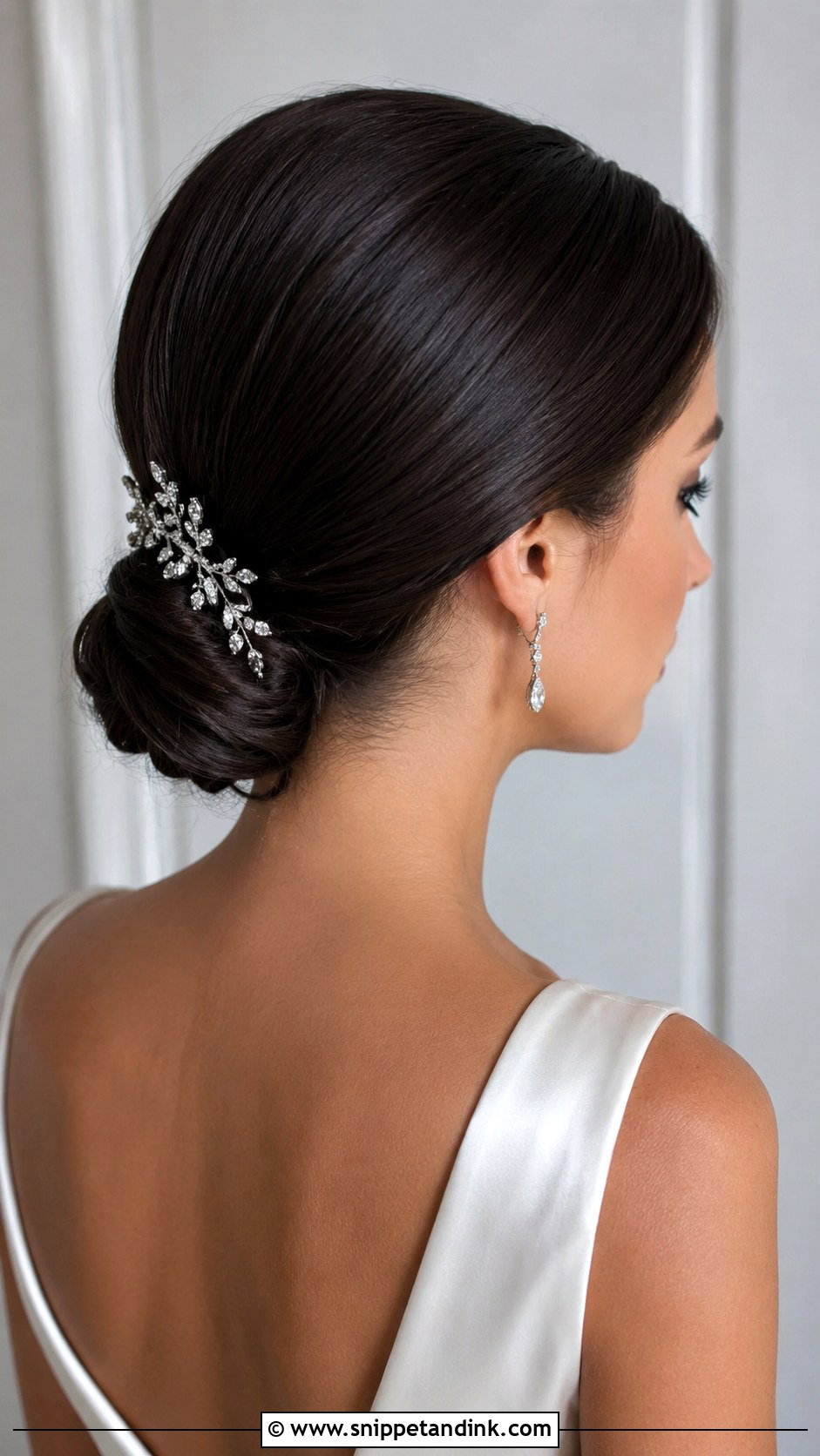 Low Chignon With Side Part - Snippet and Ink - 20 Modern Wedding Hair Ideas
