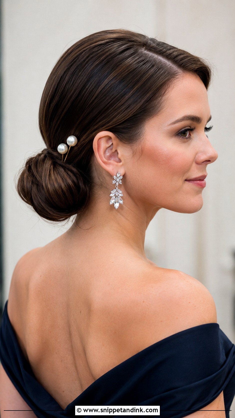 Low Chignon With Side Part - Snippet and Ink - 20 Summer Wedding Guest Hairstyles