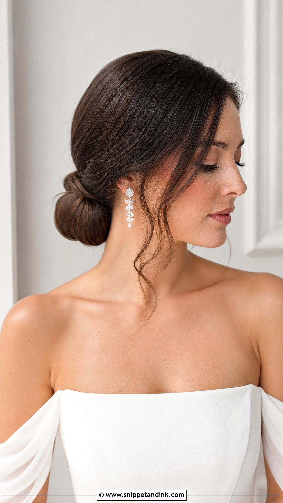 Low Chignon With Side Part - Snippet and Ink - 20 Wedding Hair 2025 Ideas