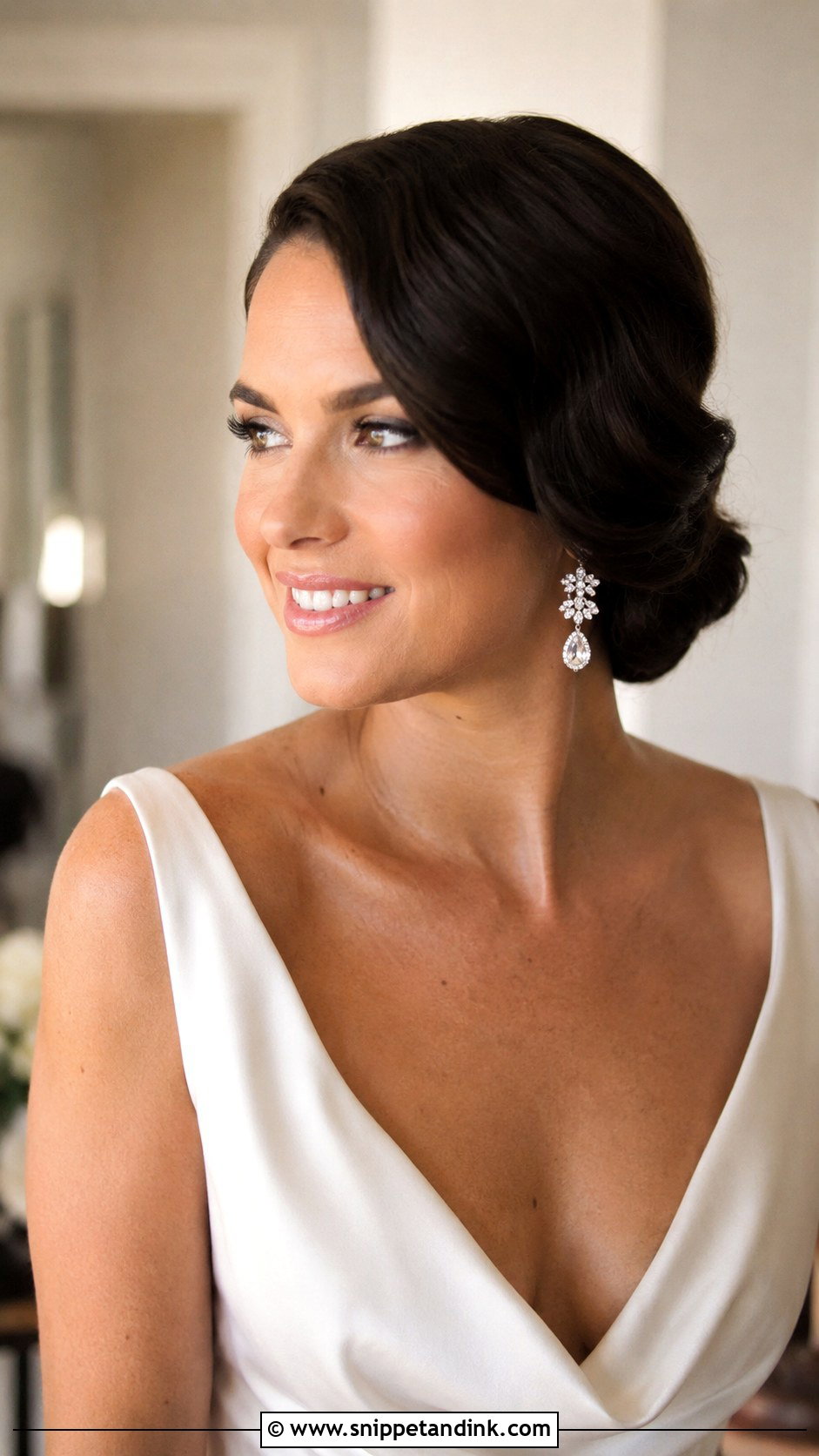 Low Chignon With Side Part - Snippet and Ink - 25 Bridal Updos for Long Hair