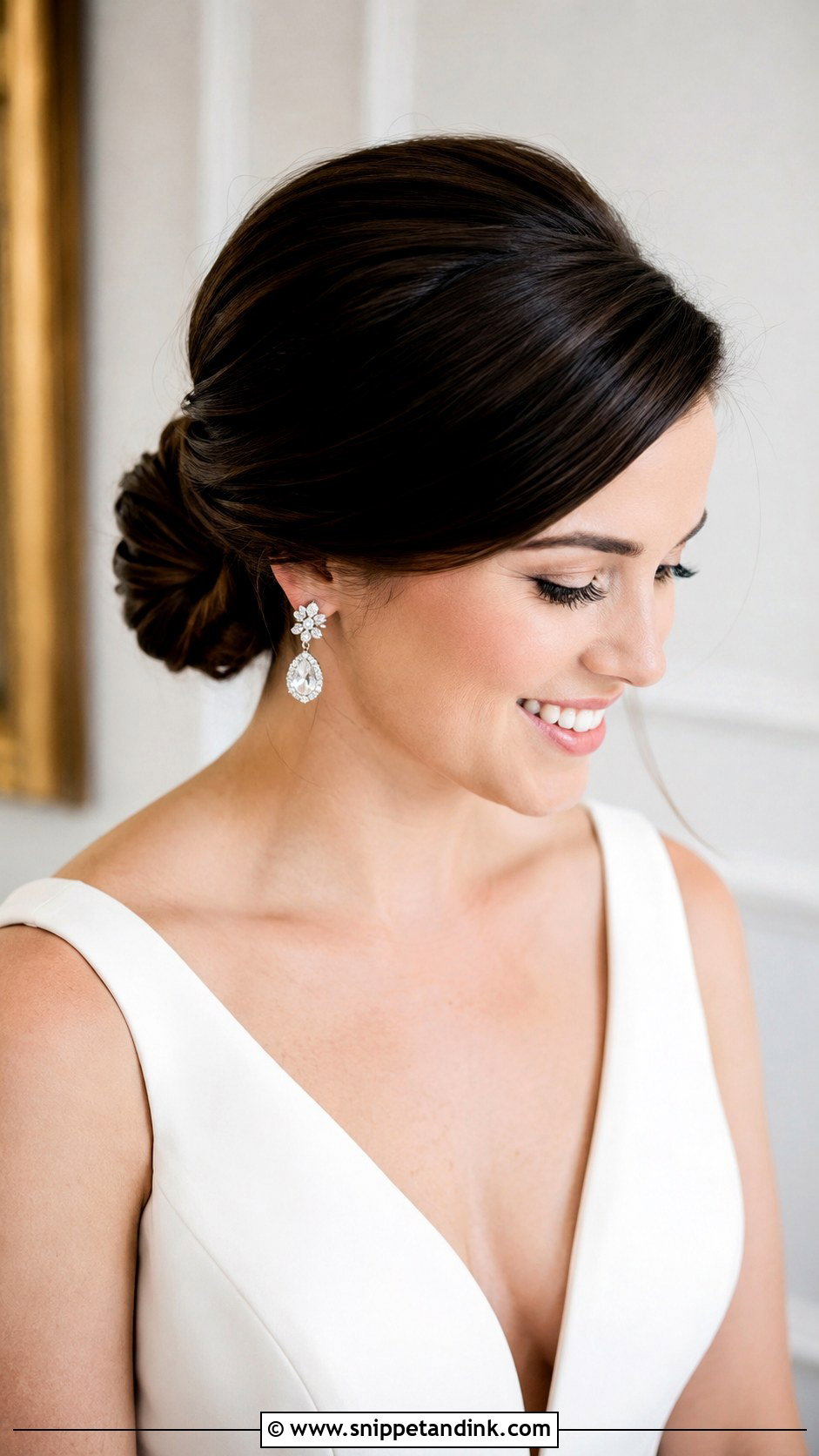 Low Chignon With Side Part - Snippet and Ink - 25 Hair Ideas for Wedding
