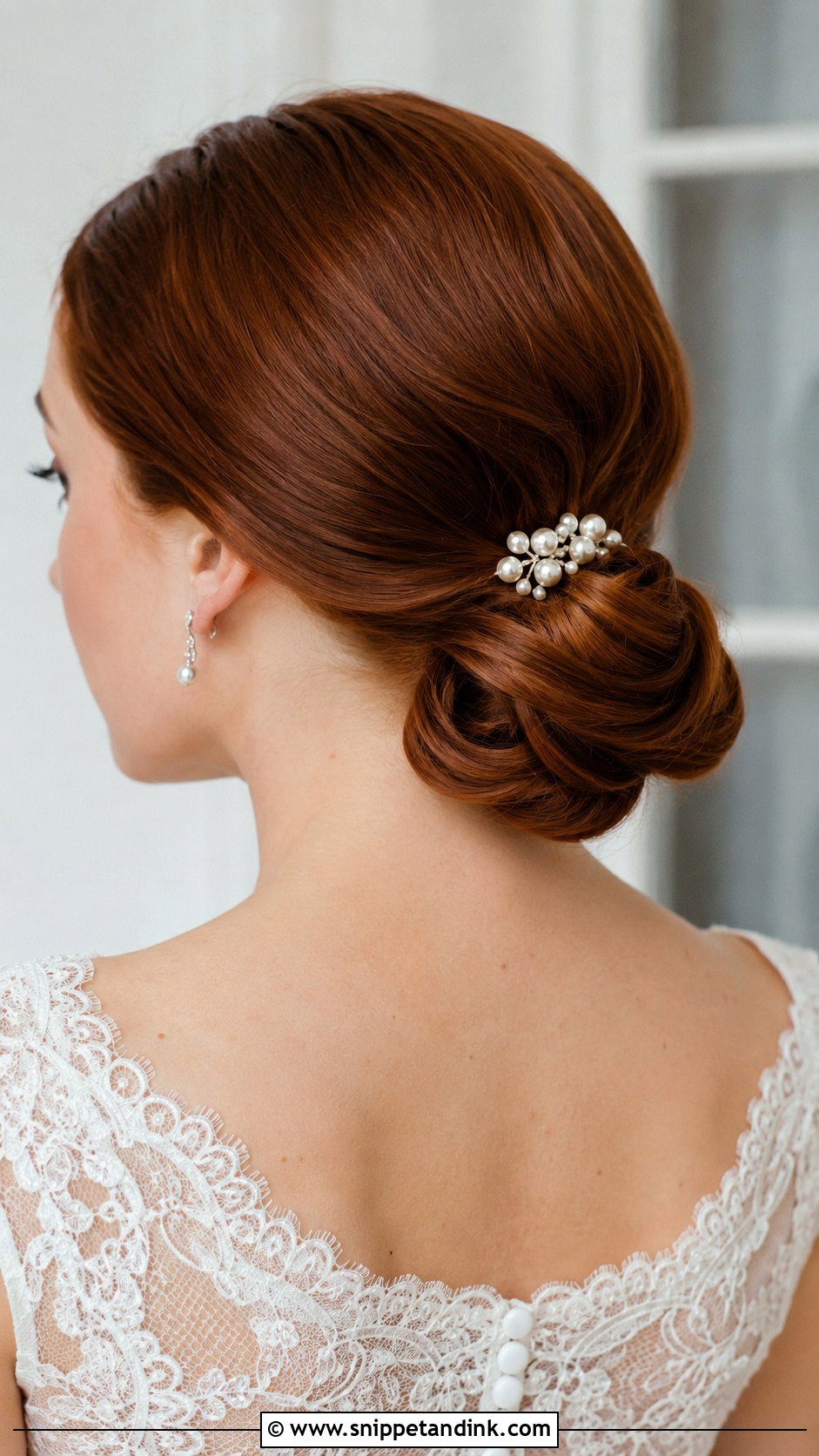 Low Chignon With Slicked Back Sides - Snippet and Ink - 20 Slicked Back Bun Wedding Hair Ideas