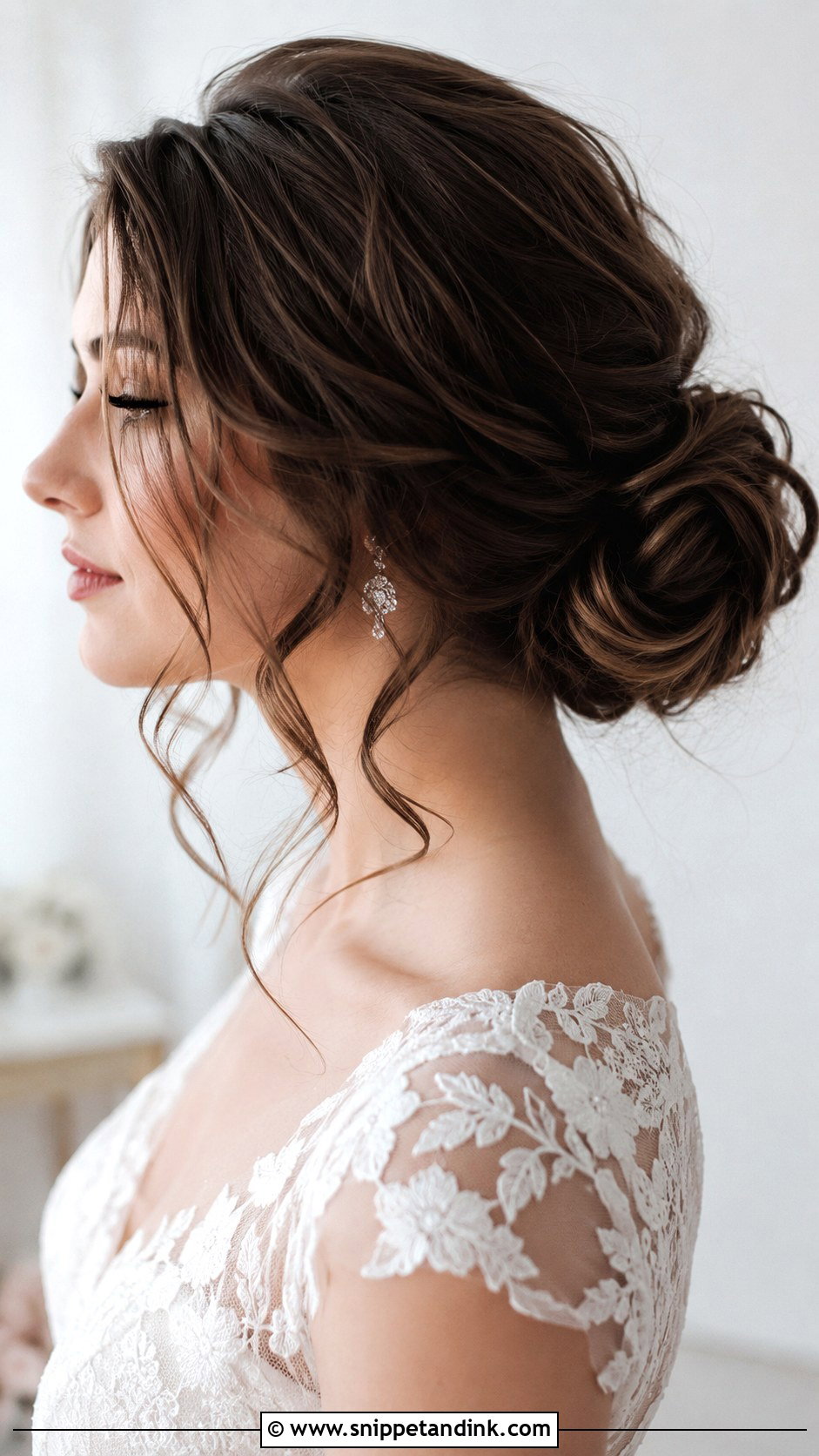 Low Chignon With Tendrils - Snippet and Ink - 20 Cute Bun Hairstyles for Wedding