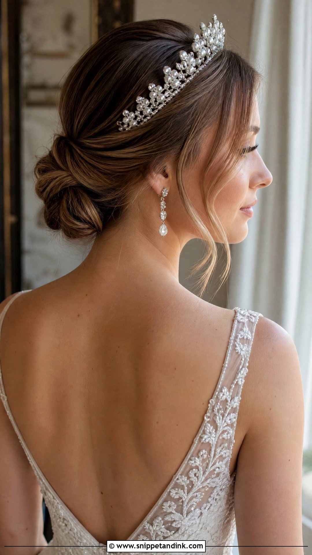 Low Chignon With Tiara - Snippet and Ink - 20 Bridal Hairstyles with Tiara