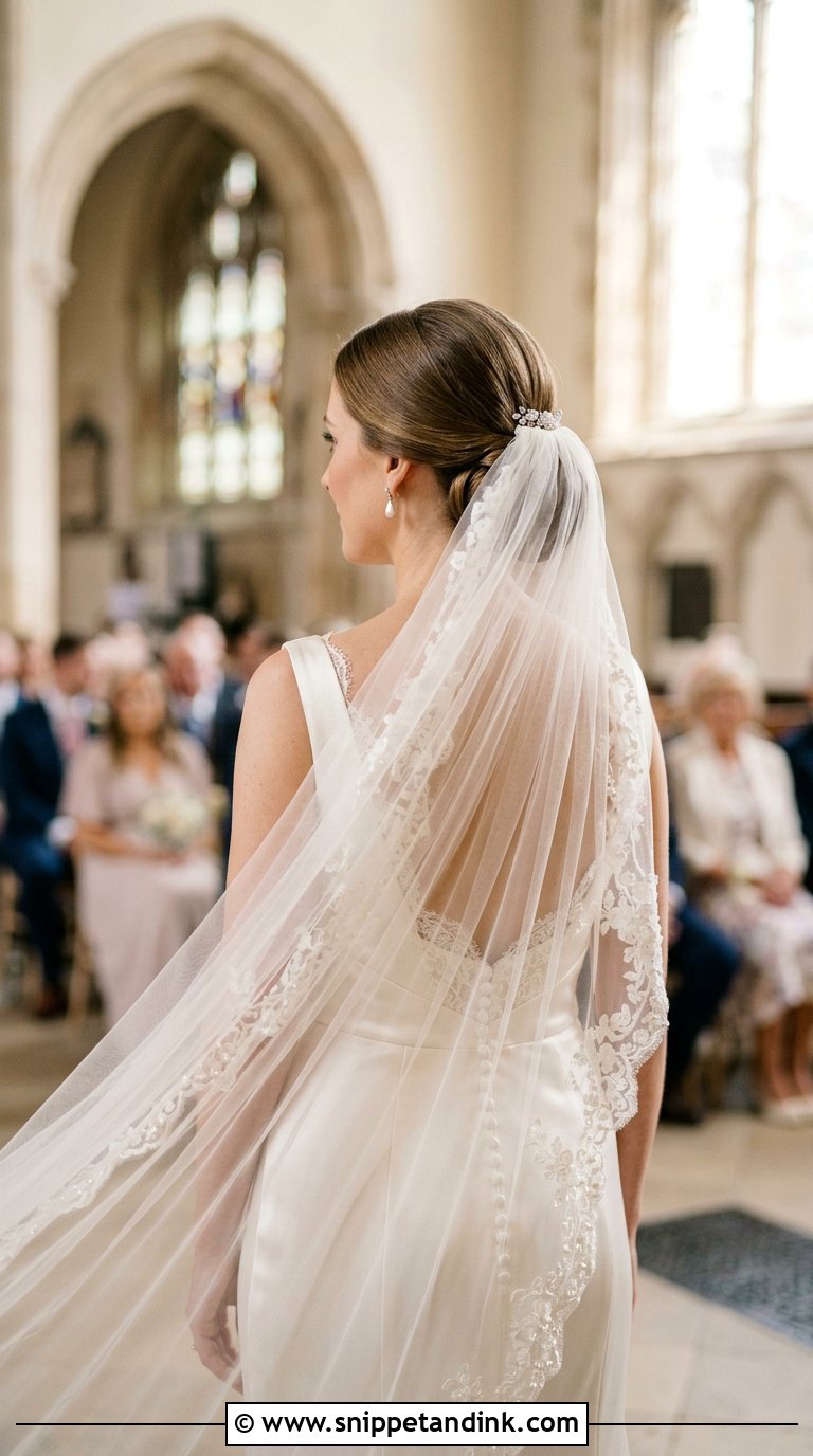 Low Chignon With Veil - Snippet and Ink - 20 Bride Low Bun Hairstyles