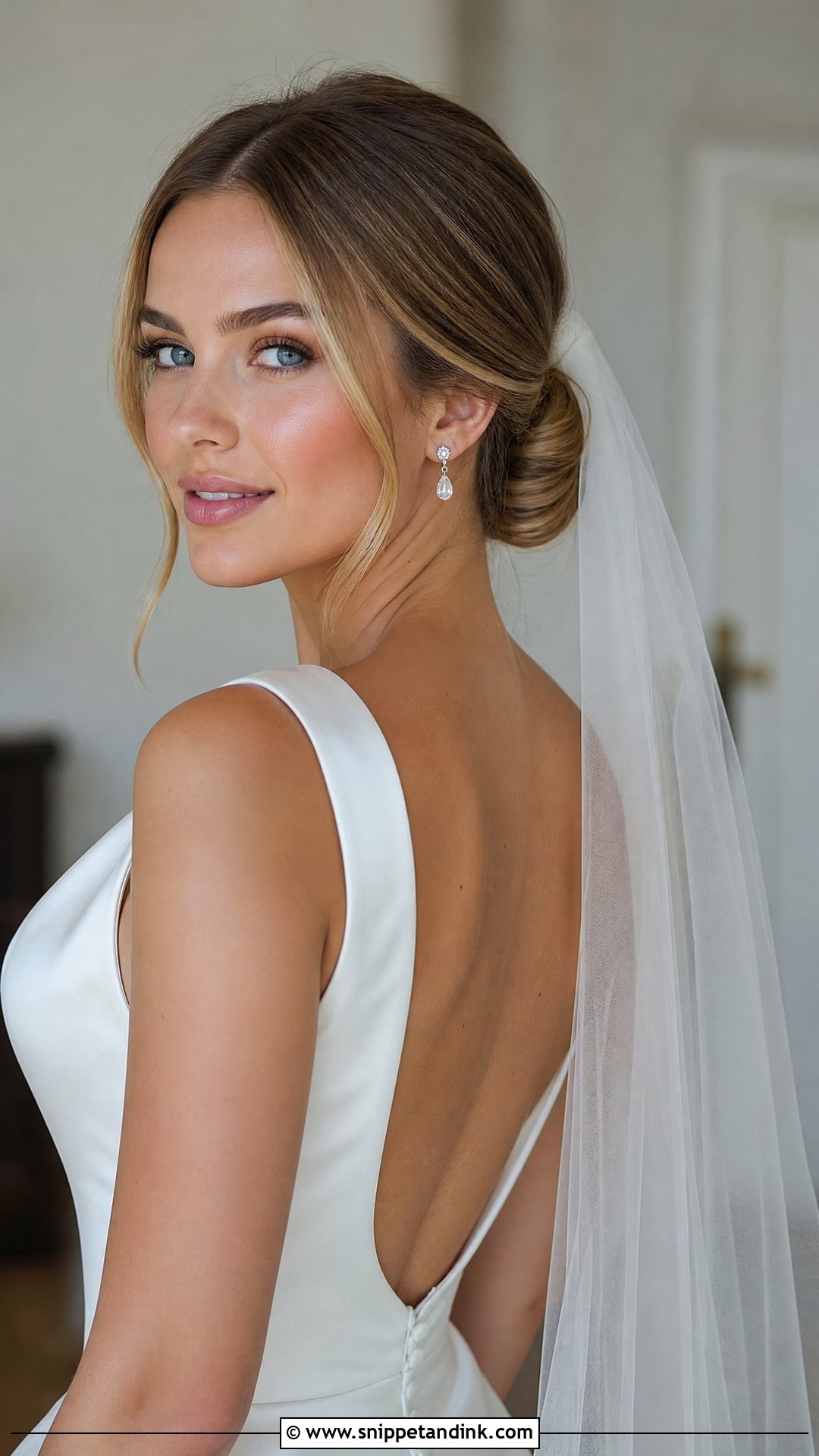 Low Chignon With Veil - Snippet and Ink - 20 Hair with Veil Ideas