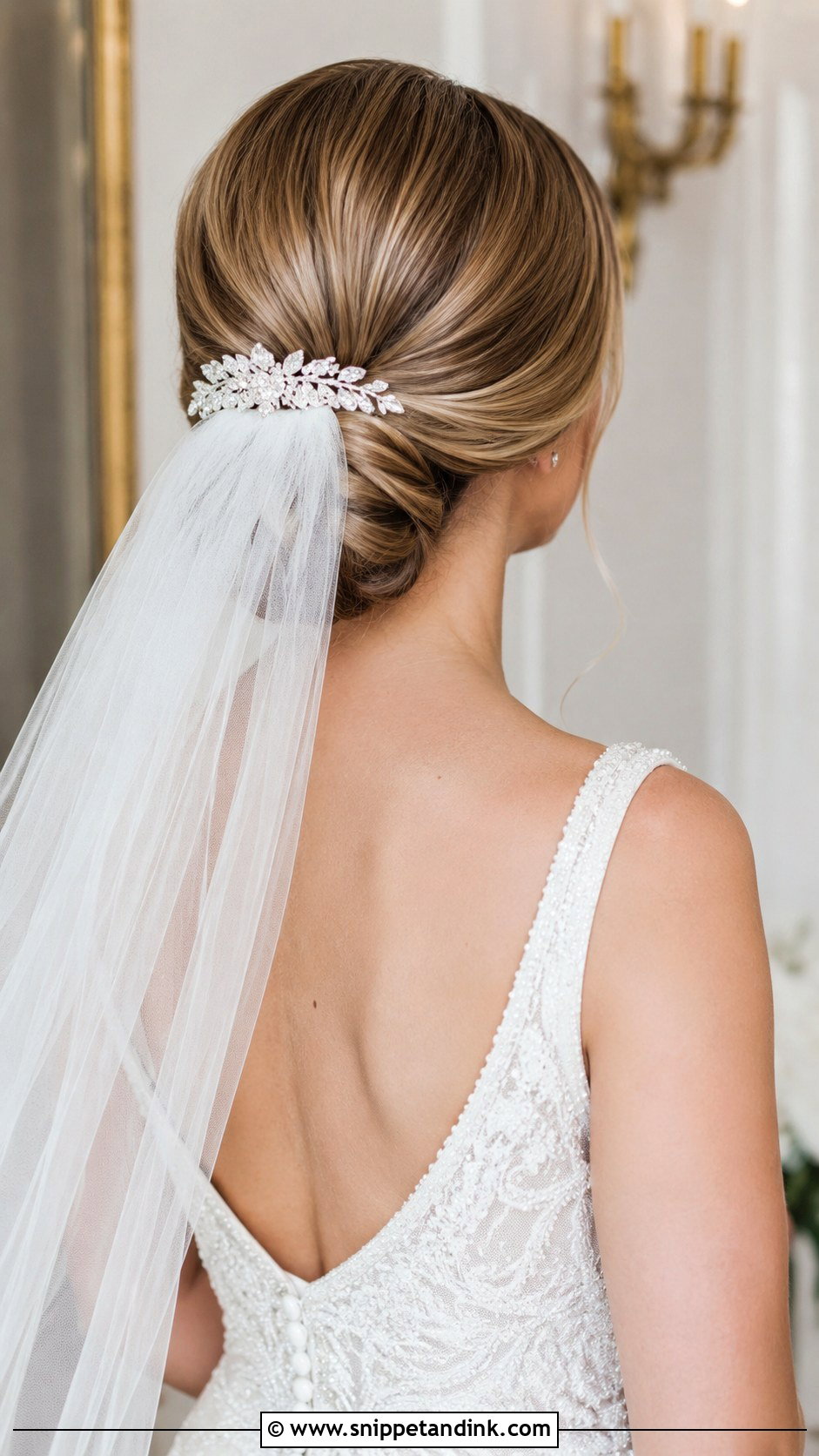 Low Chignon With Veil - Snippet and Ink - 25 Classy Wedding Hair Ideas