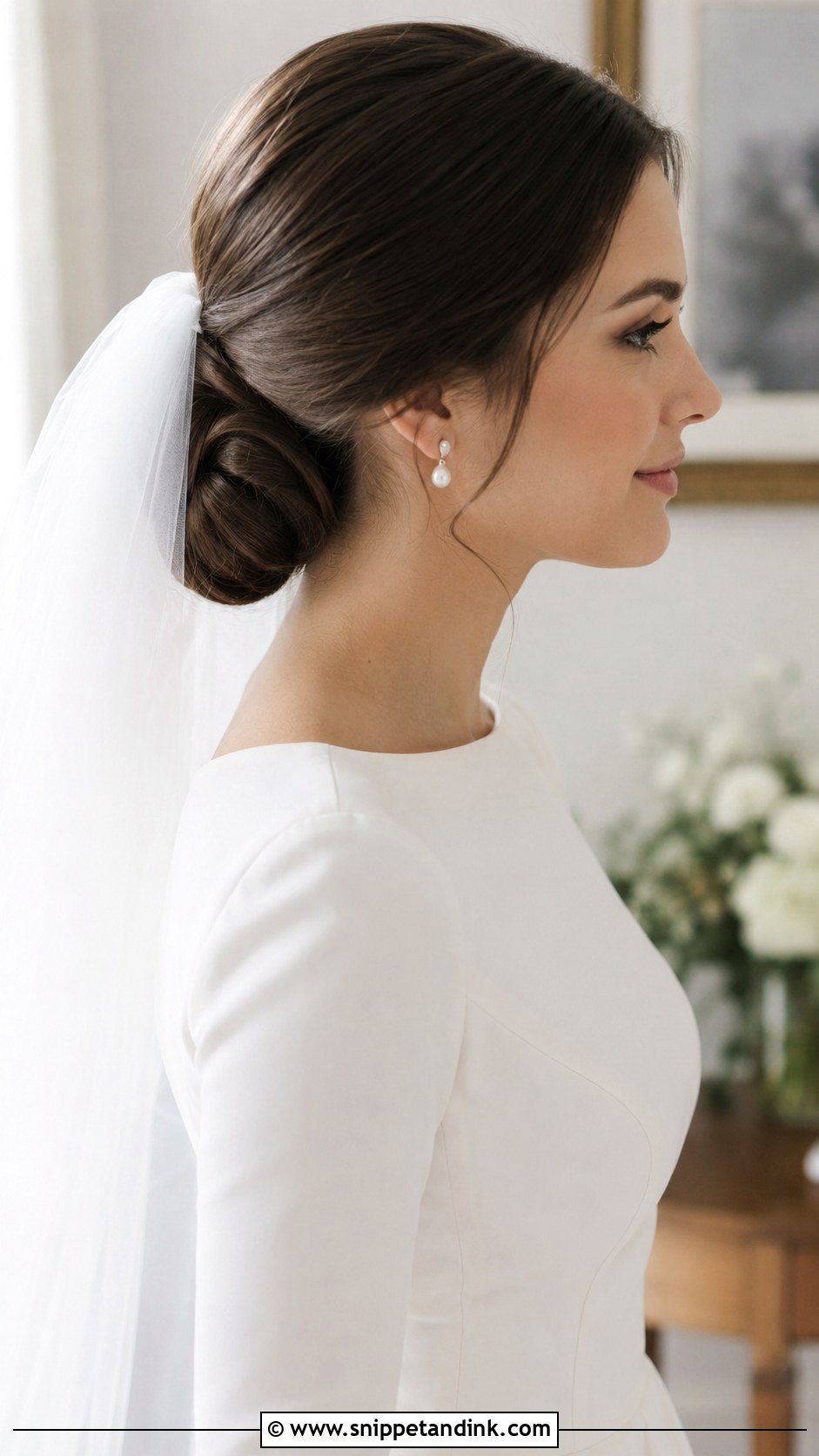 Low Chignon With Veil - Snippet and Ink - 25 Easy Wedding Hair Ideas