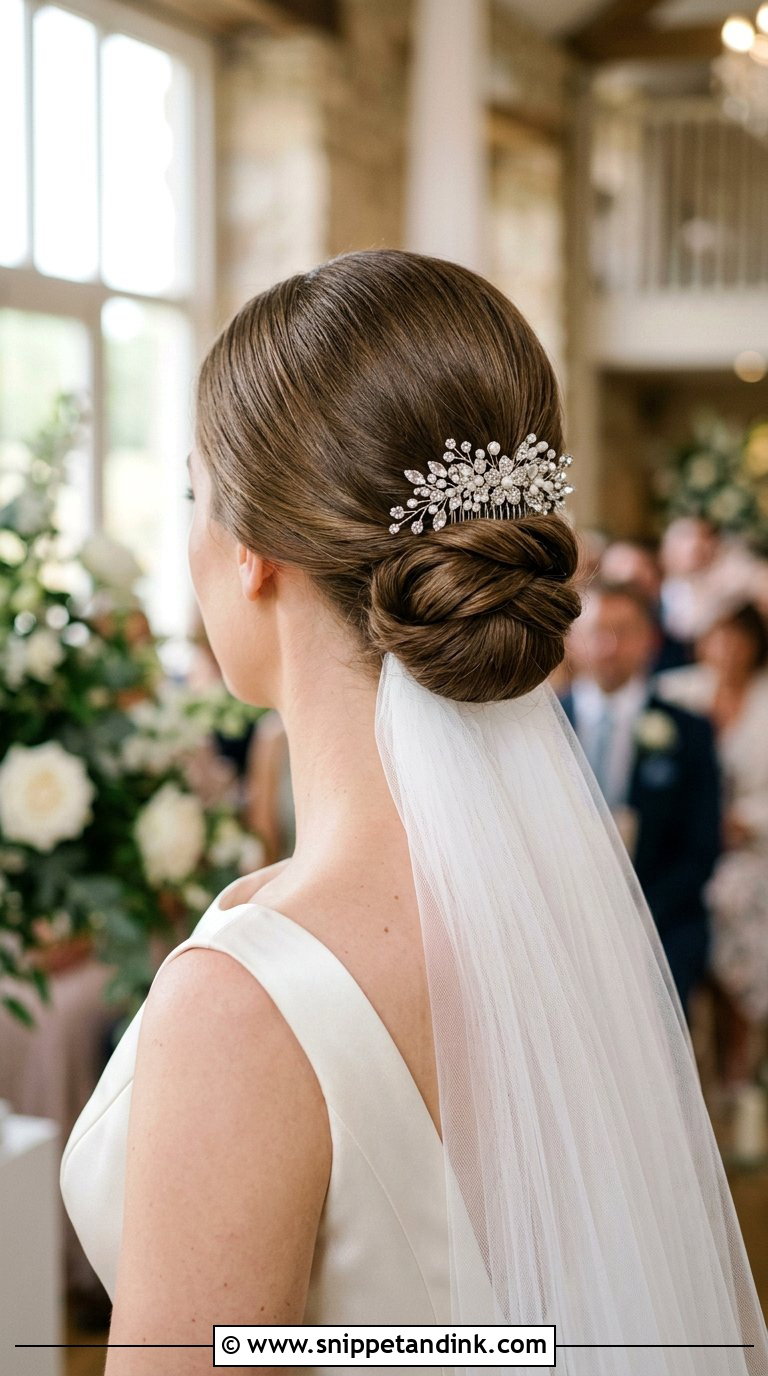Low Chignon With Veil - Snippet and Ink - 20 Bridal Hair Styling Ideas