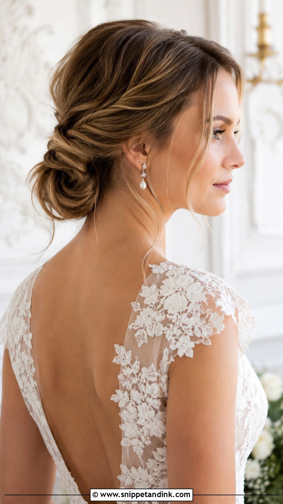 Low Chignon With Wispy Face Framing Pieces - Snippet and Ink - 20 Sofia Richie Wedding Hair Ideas