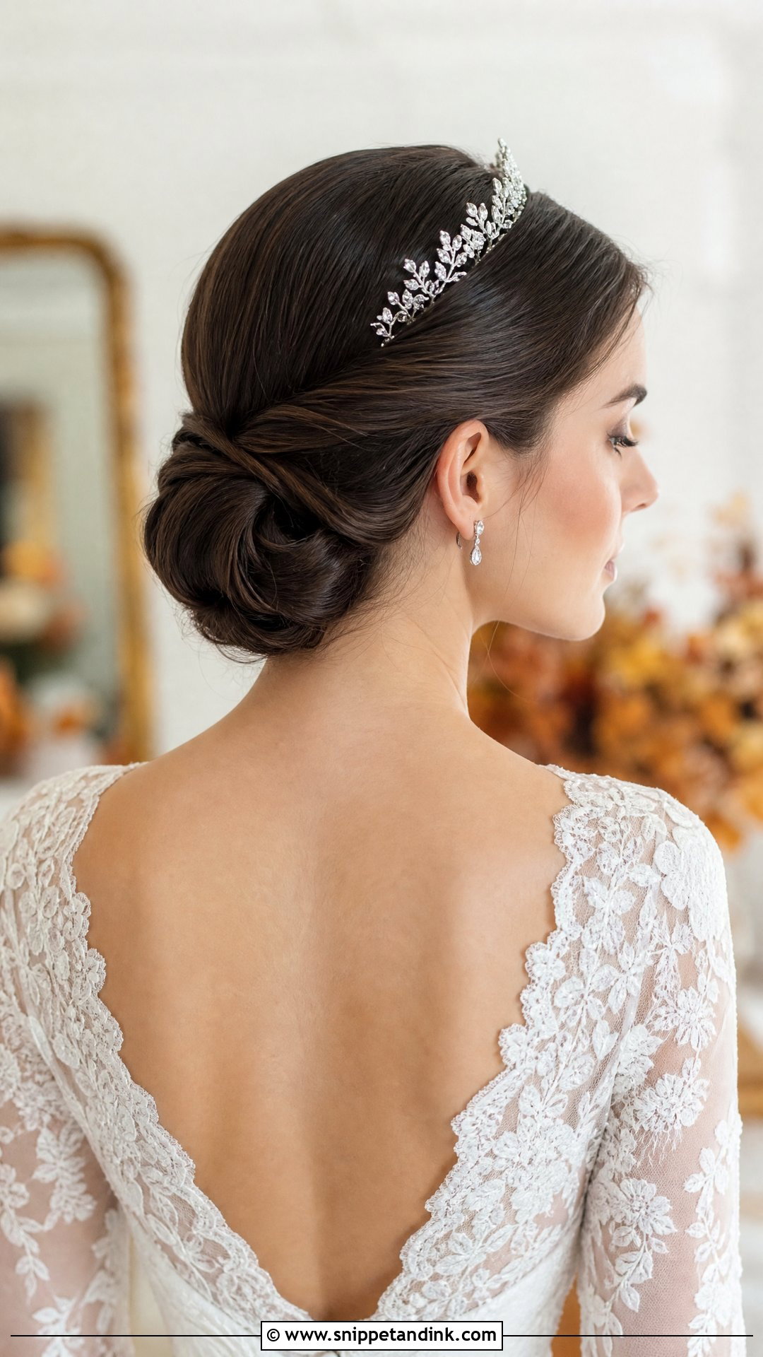 Low Chignon With a Tiara - Snippet and Ink - 20 Tiara Wedding Hair Ideas
