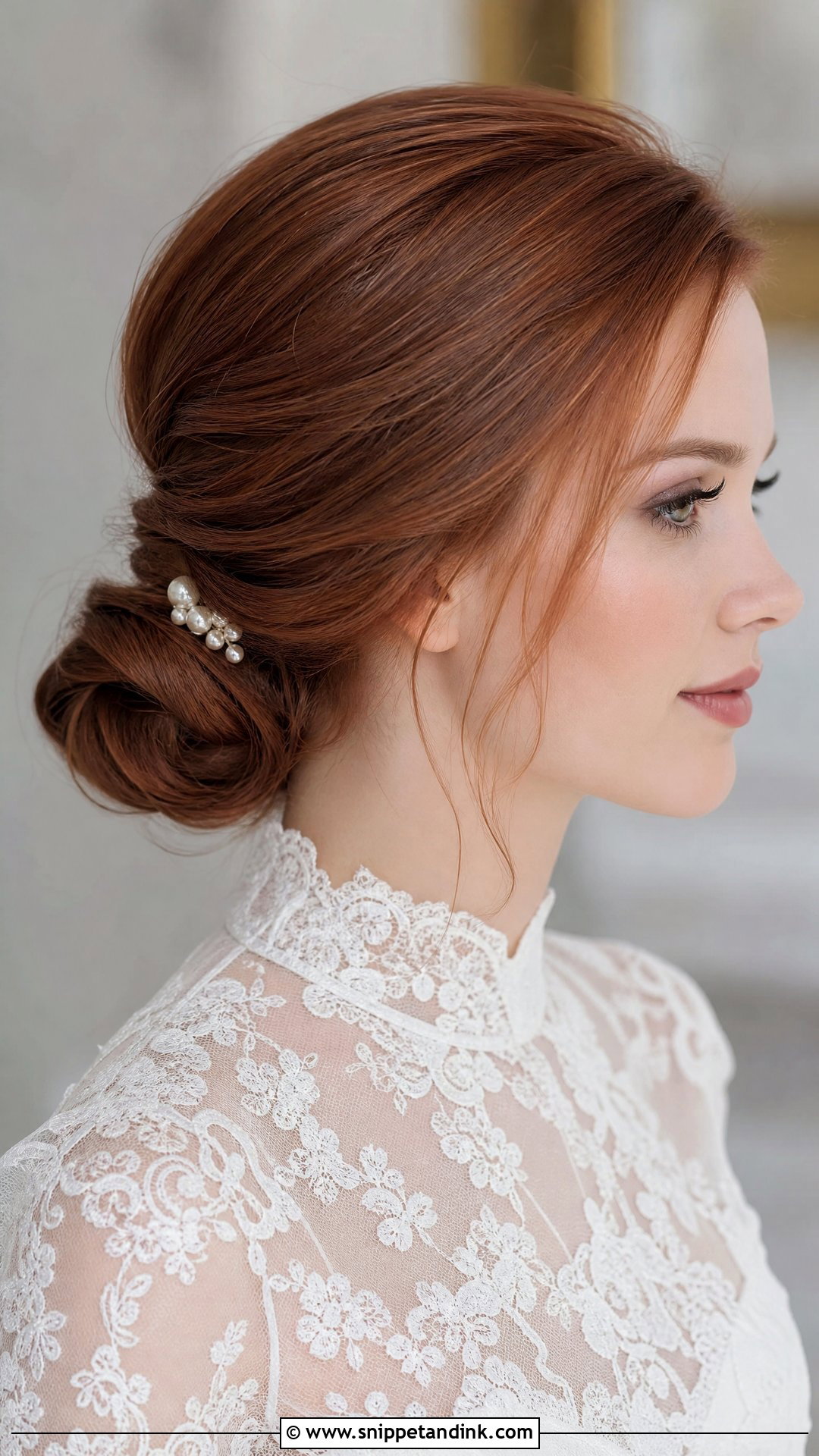 Low Chignon at the Nape - Snippet and Ink - 20 Sleek Wedding Updo Ideas
