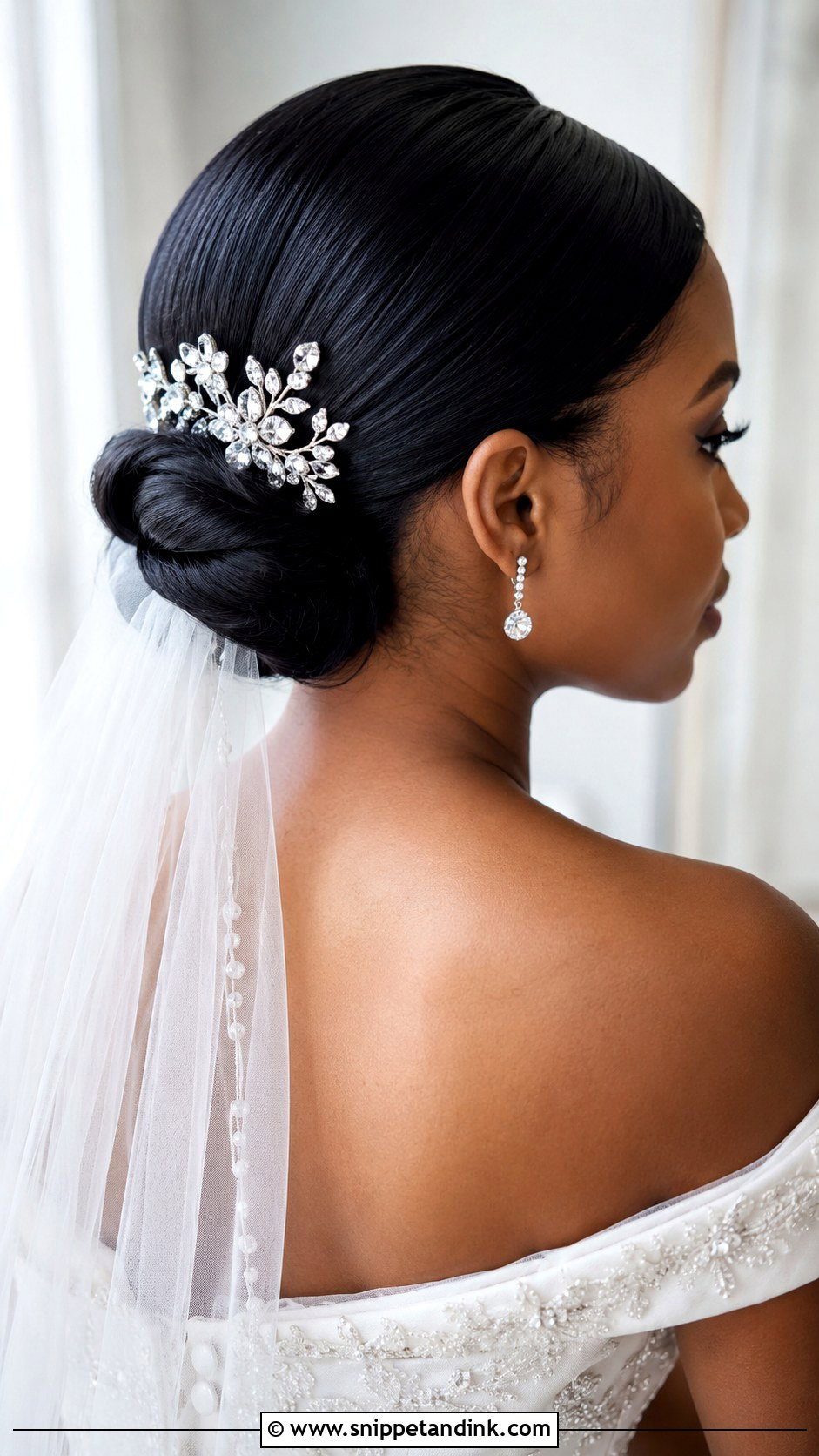 Low Chignon for Black Brides - Snippet and Ink - 25 Black Hair Bride Hairstyles
