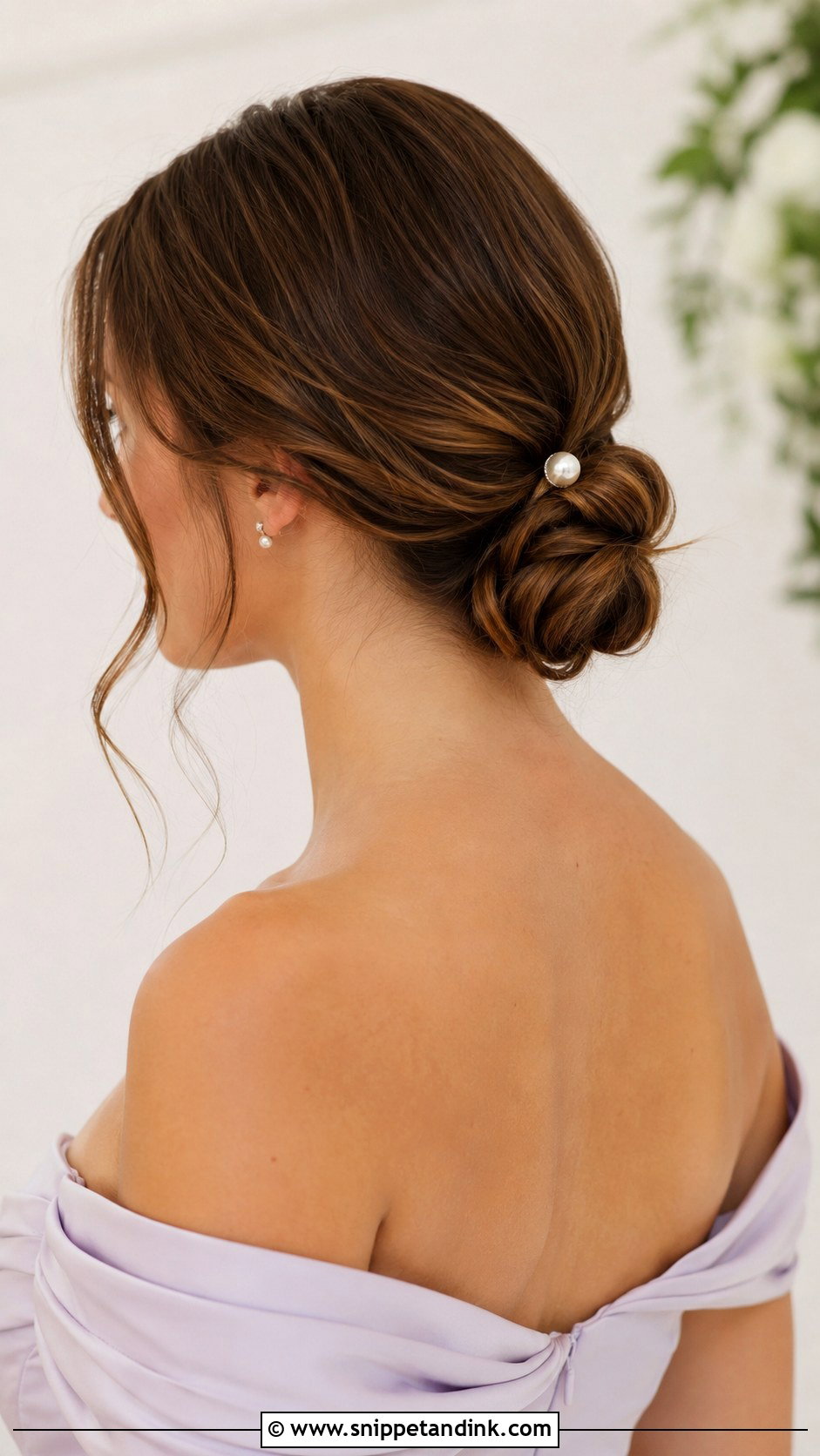 Low Chignon for Medium Hair - Snippet and Ink - 20 Upstyles for Medium Hair Wedding Guest Ideas
