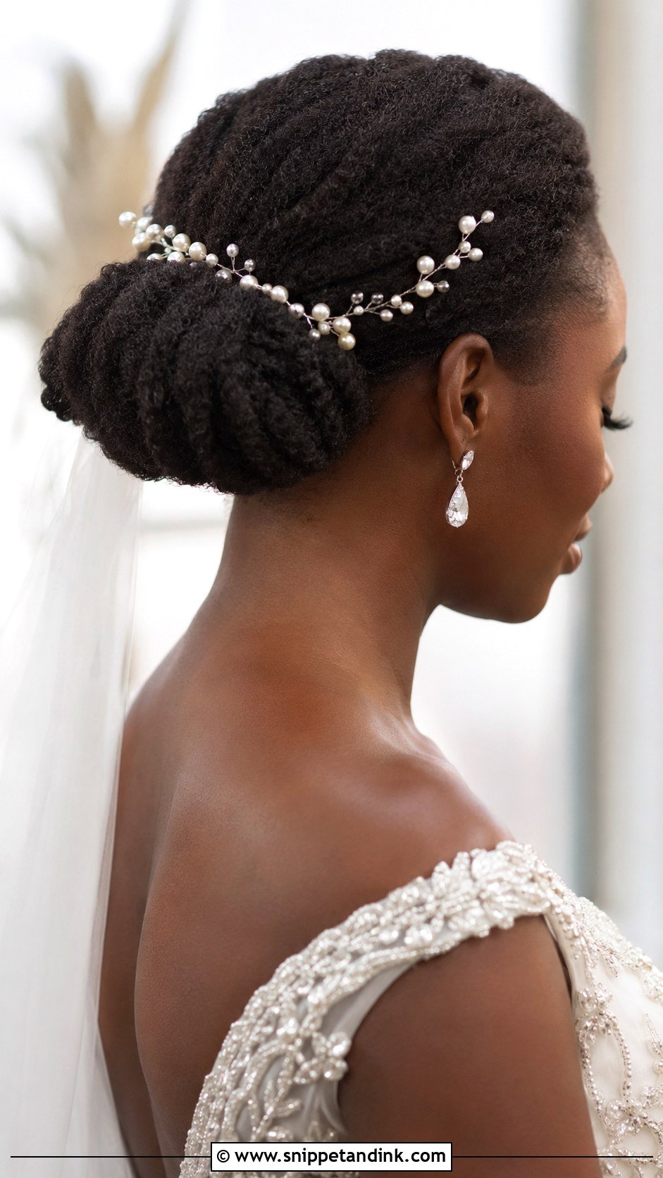 Low Chignon for Natural Hair - Snippet and Ink - 25 Natural Hair Updo Wedding Ideas