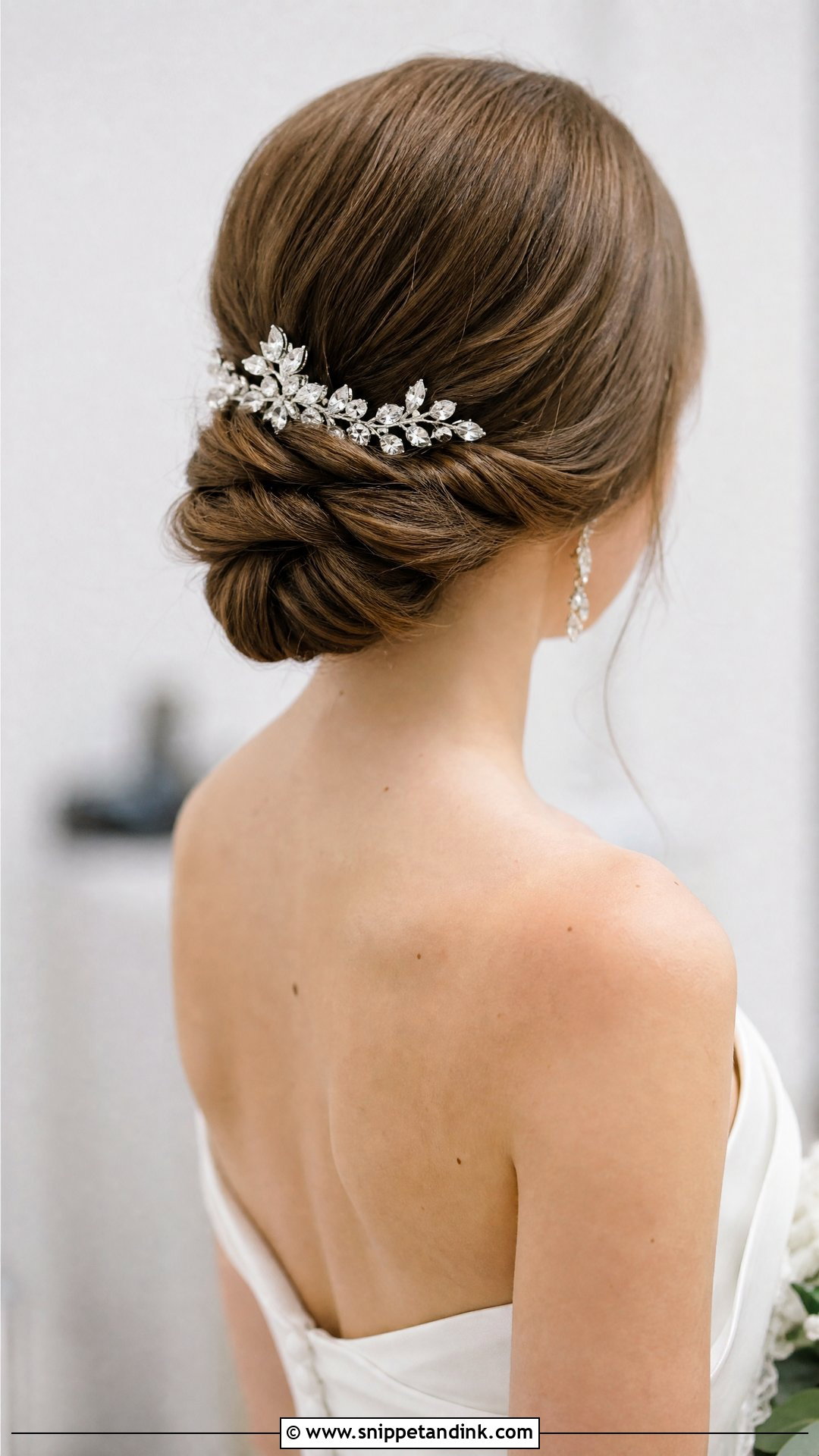 Low Chignon for Straight Hair - Snippet and Ink - 30 Straight Hair Wedding Styles