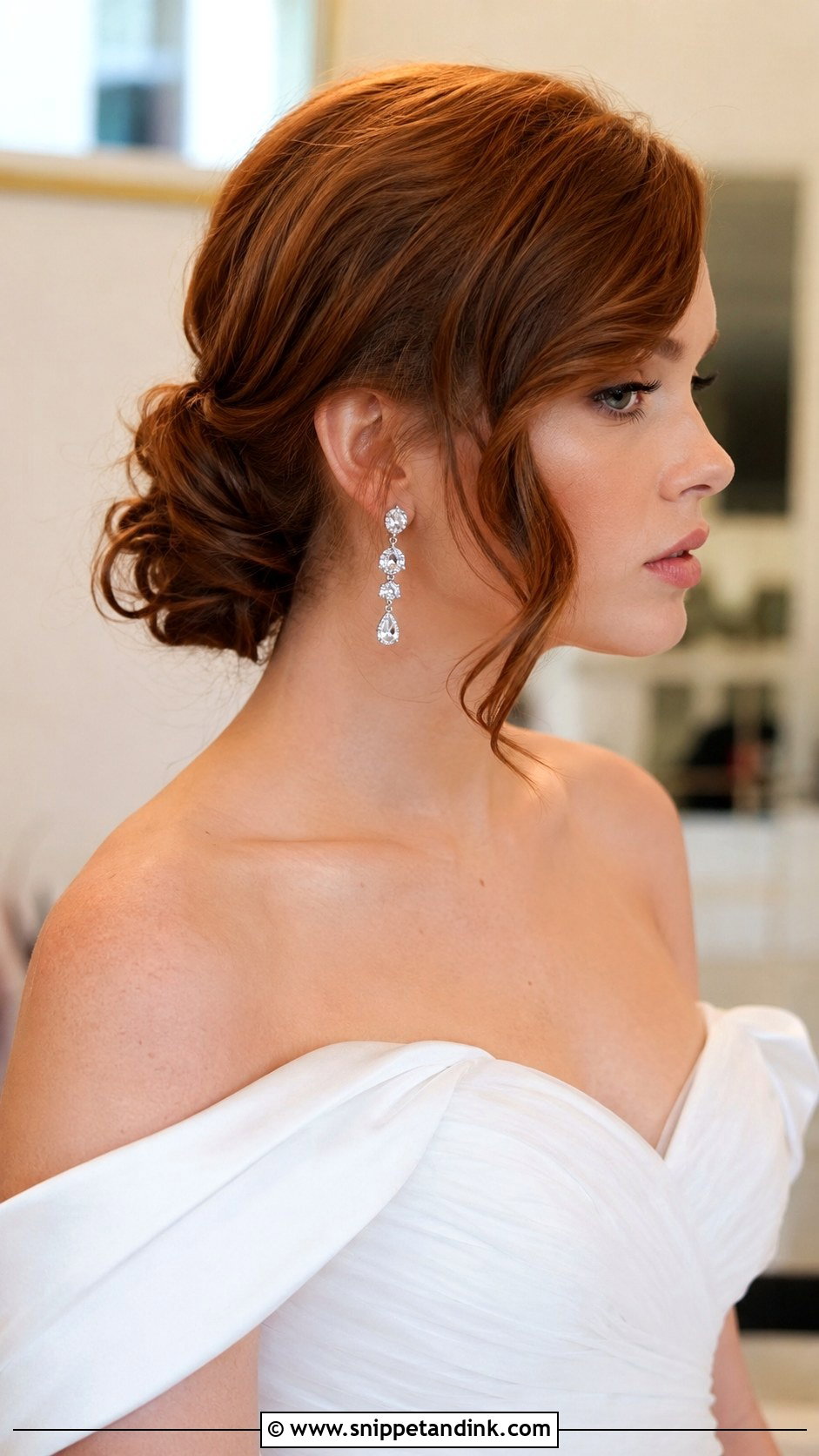 Low Chignon with Side Part - Snippet and Ink - 25 Elegant Bridal Hair Ideas