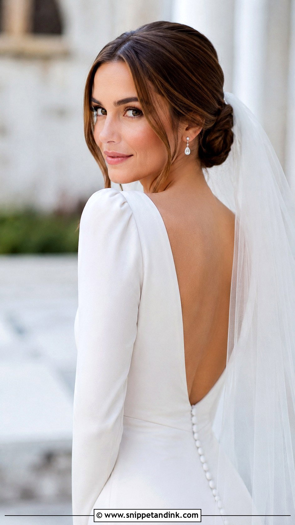 Low Chignon with Veil - Snippet and Ink - 30 Hairstyle for Bride Ideas