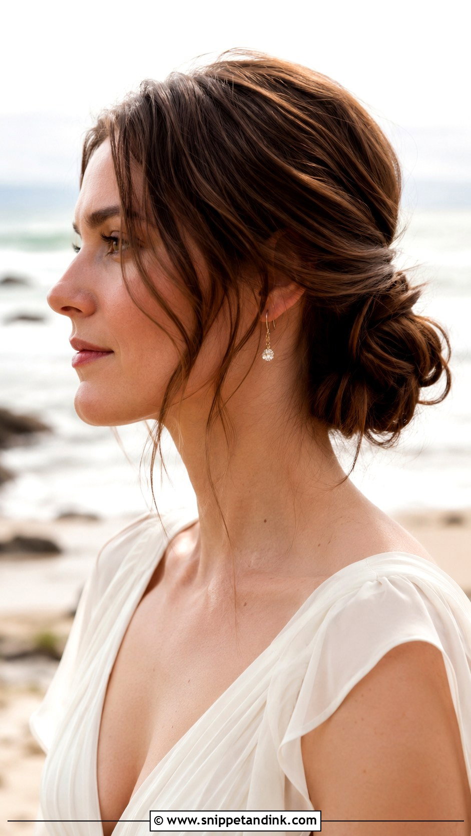 Low Chignon - Snippet and Ink - 20 Beach Wedding Guest Hairstyles