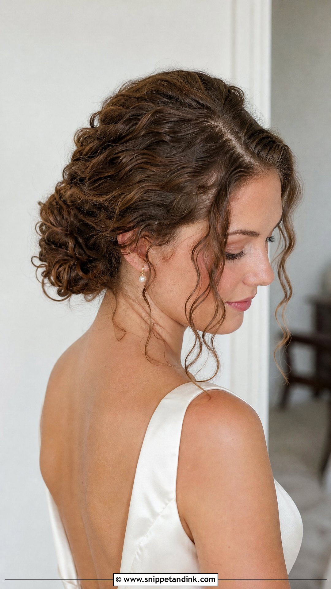 Low Curly Bridal Bun - Snippet and Ink - 15 Curly Bridal Bun Ideas