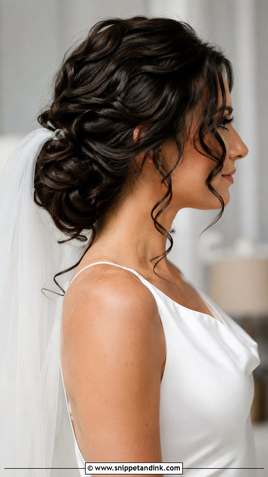 Low Curly Bun Bridal Hair - Snippet and Ink - 20 Bridal Hairstyles for Curly Hair