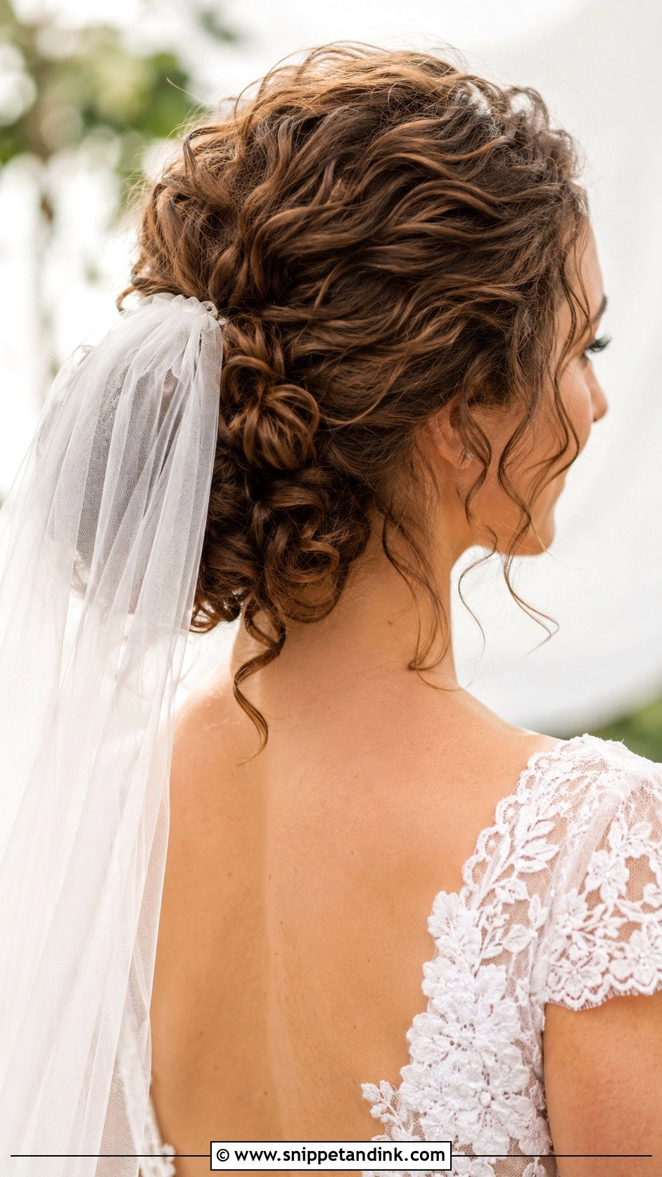 Low Curly Bun Wedding Hair - Snippet and Ink - 20 Elegant Curly Wedding Hairstyles