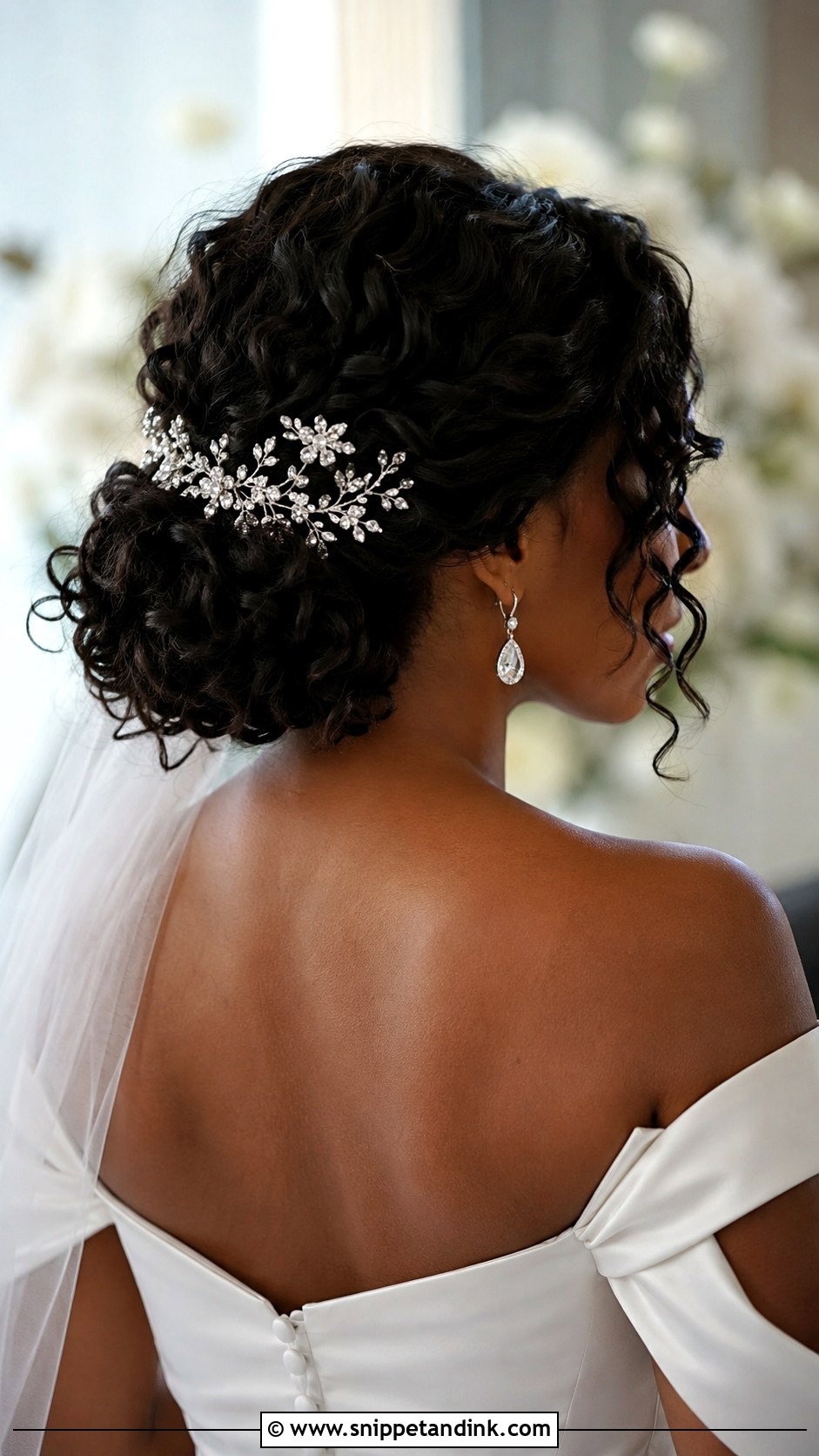 Low Curly Chignon - Snippet and Ink - 20 Afro Wedding Hair Ideas