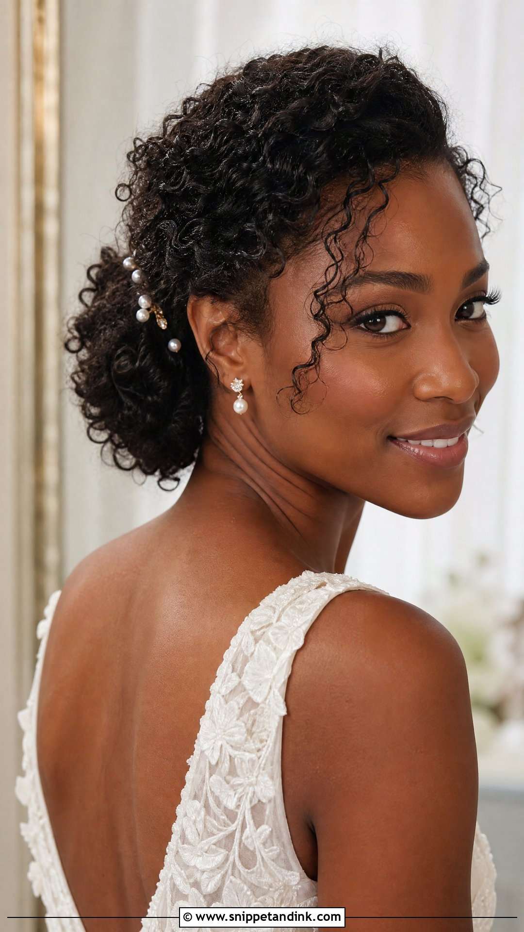 Low Curly Wedding Updo - Snippet and Ink - 15 Formal Curly Natural Curls Wedding Updo Hairstyles