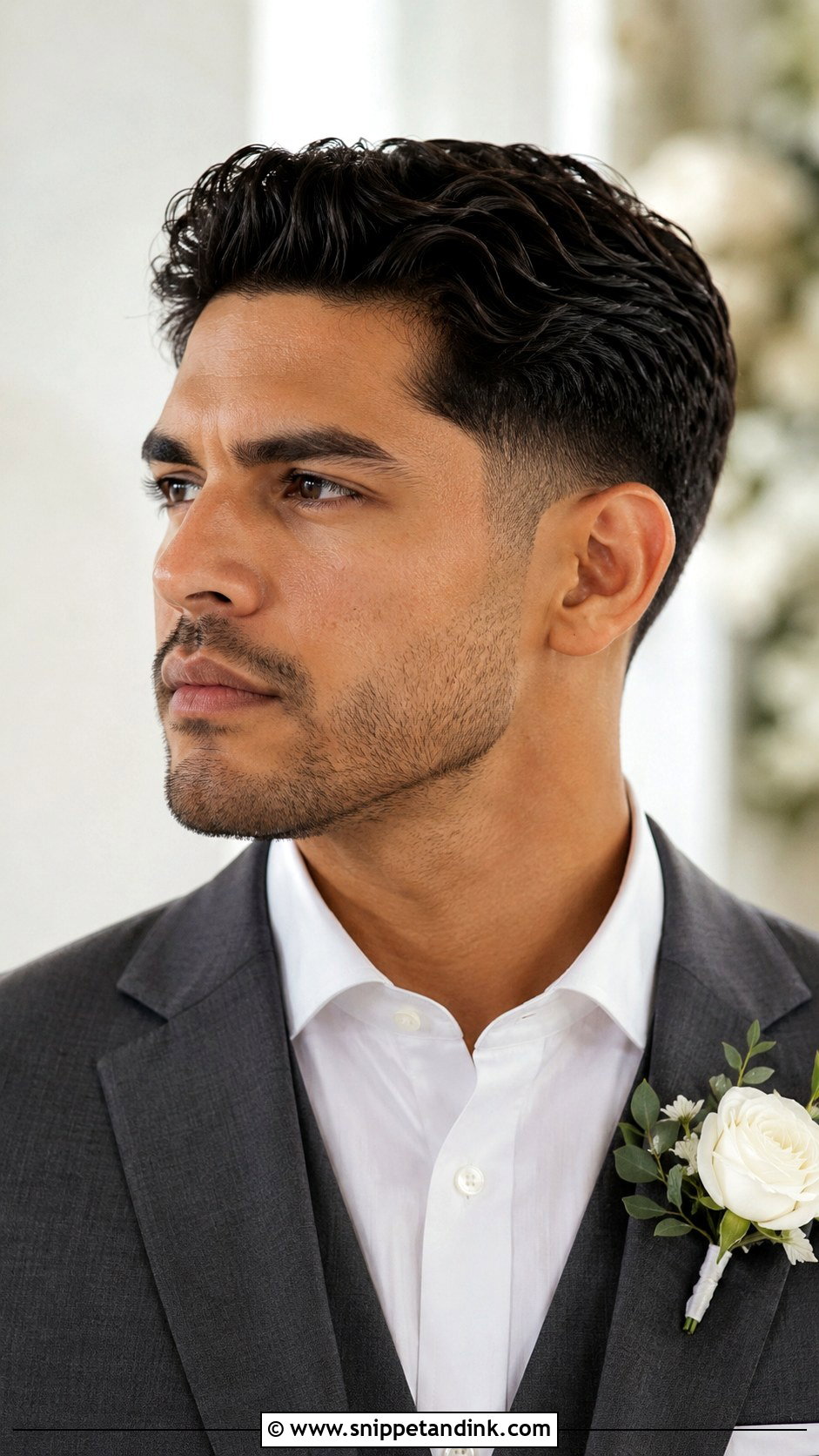 Low Fade Wedding Hairstyle - Snippet and Ink - 15 Men’s Wedding Hairstyles