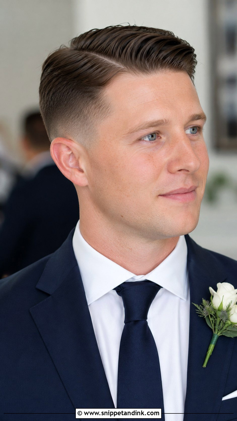Low Fade With Side Part - Snippet and Ink - 25 Groom Haircut Ideas