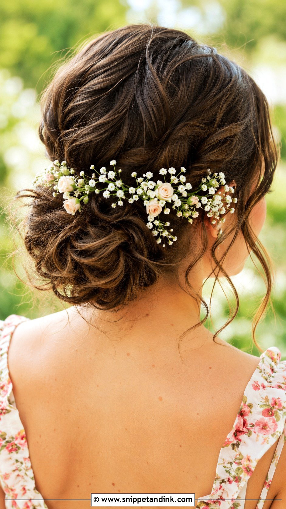 Low Floral Bun - Snippet and Ink - 30 Easy Wedding Guest Hairstyles