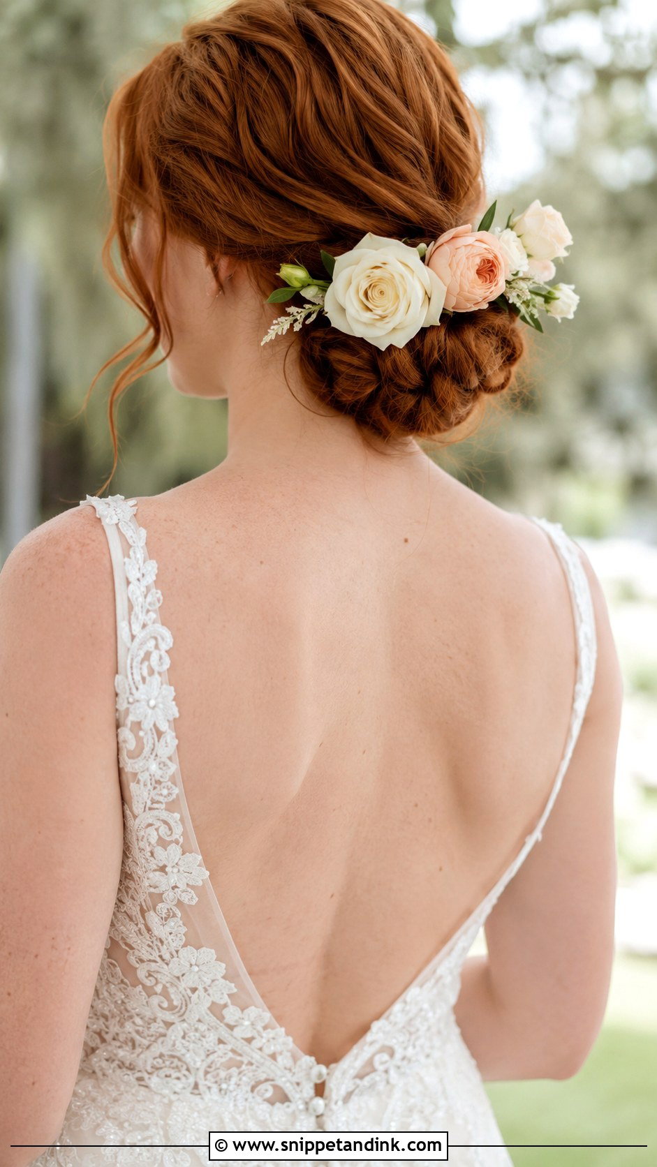 Low Floral Bun - Snippet and Ink - 30 Wedding Hair Styles