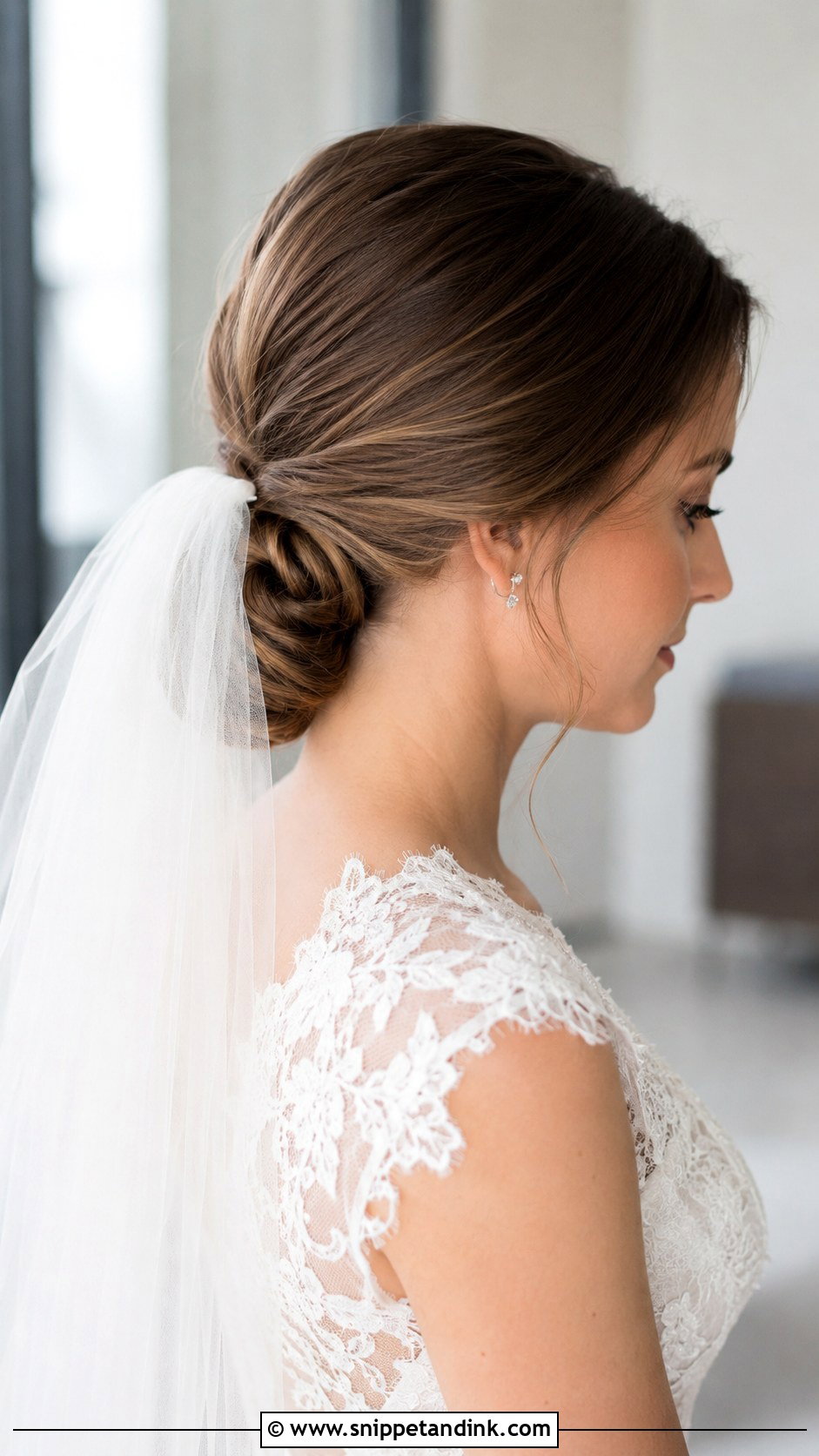Low French Twist With Veil - Snippet and Ink - 30 French Twist Wedding Hair Ideas