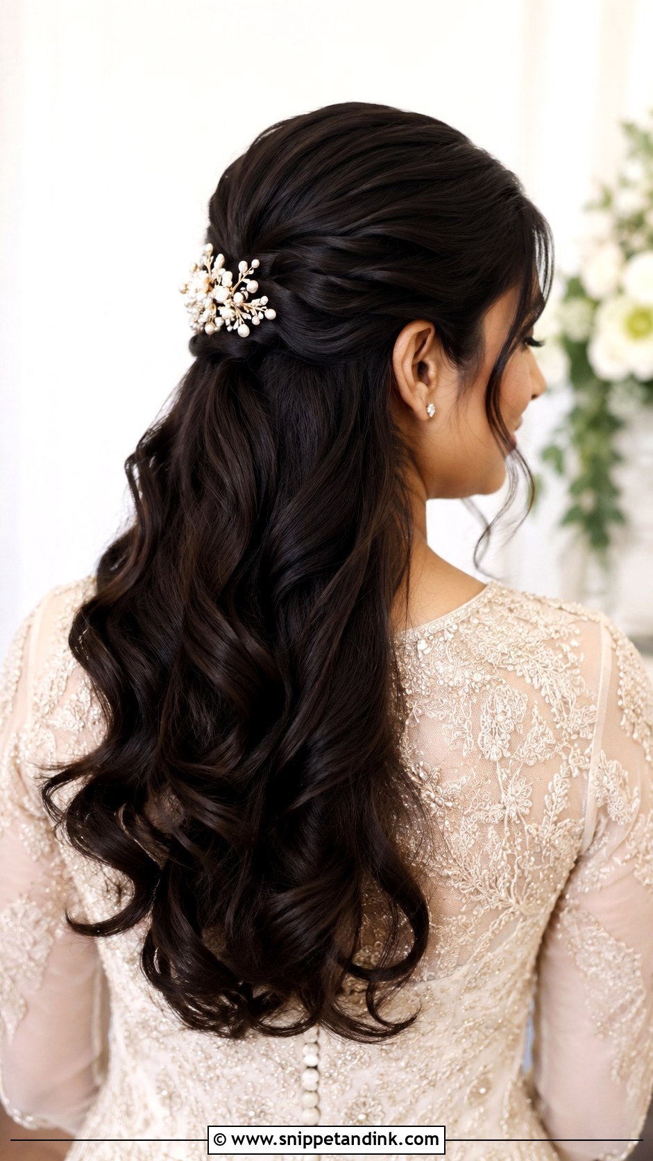 Low Half Up Wedding Hair - Snippet and Ink - 15 Low Wedding Hairstyles