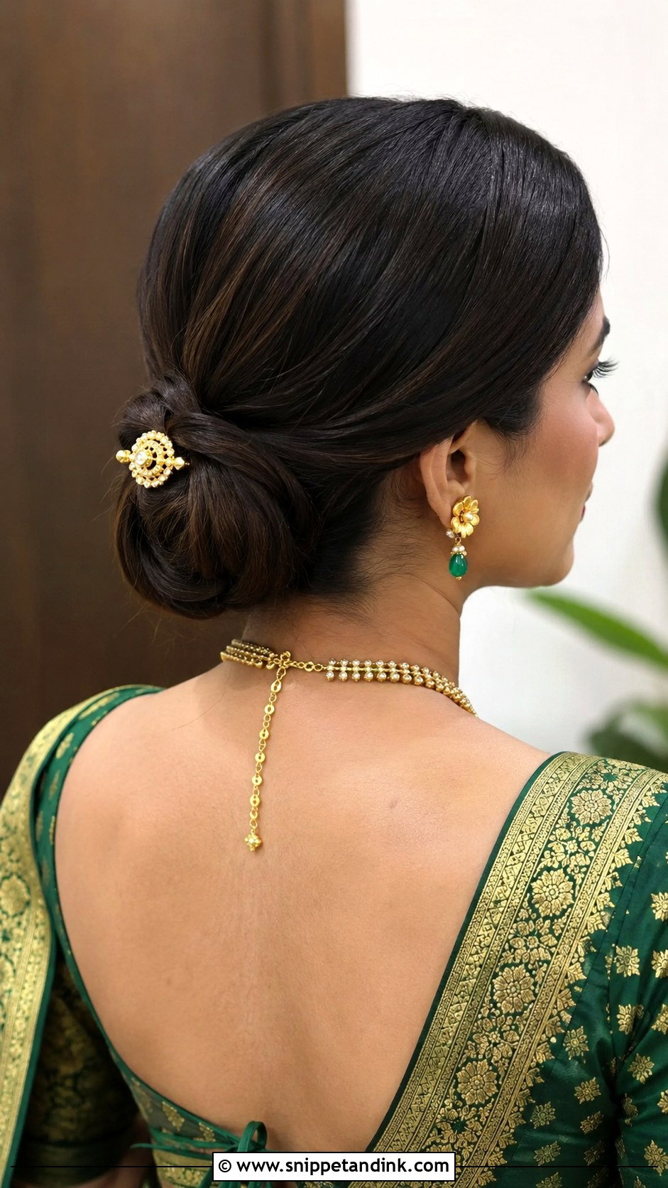 Low Juda Bun For Medium Hair - Snippet and Ink - 20 Indian Wedding Hair Buns for Medium Hair