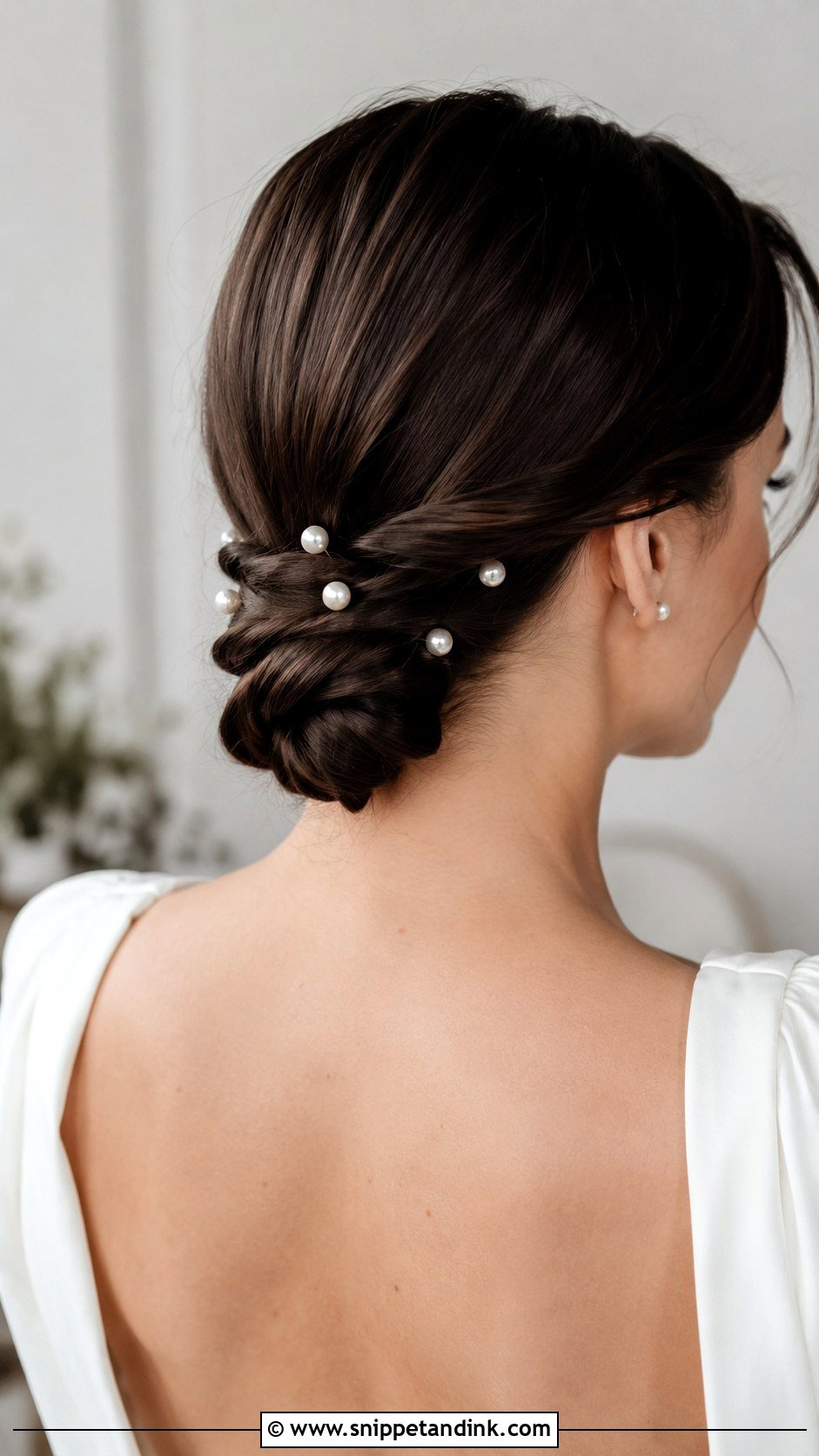 Low Knot With Pearl Pins - Snippet and Ink - 25 Fine Hair Wedding Updo Ideas