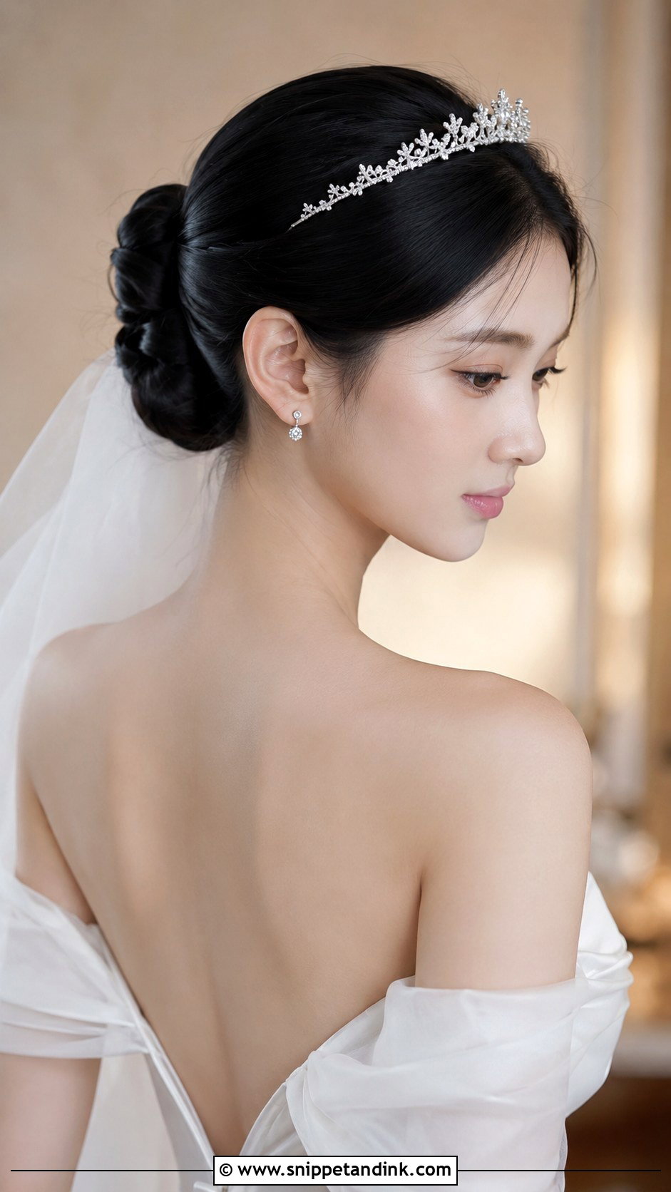 Low Knot With Tiara - Snippet and Ink - 25 Wedding Tiara Hairstyles