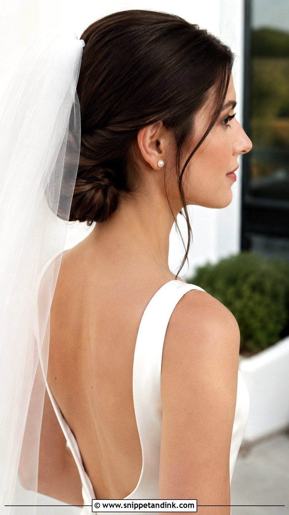 Low Knot With Veil - Snippet and Ink - 30 Simple Wedding Hair Ideas