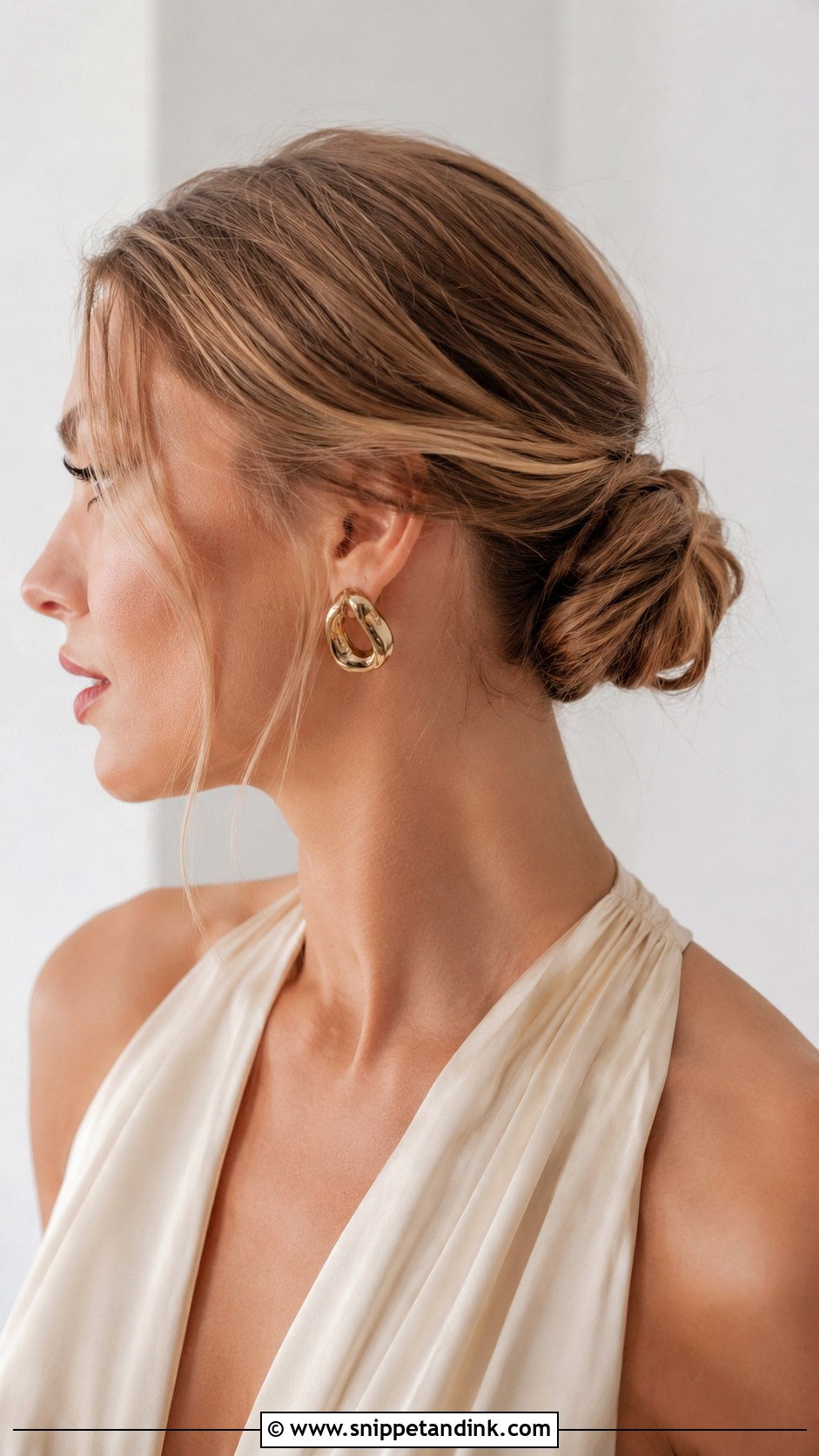 Low Knotted Bun - Snippet and Ink - 20 Hairstyles for Wedding Guest Medium
