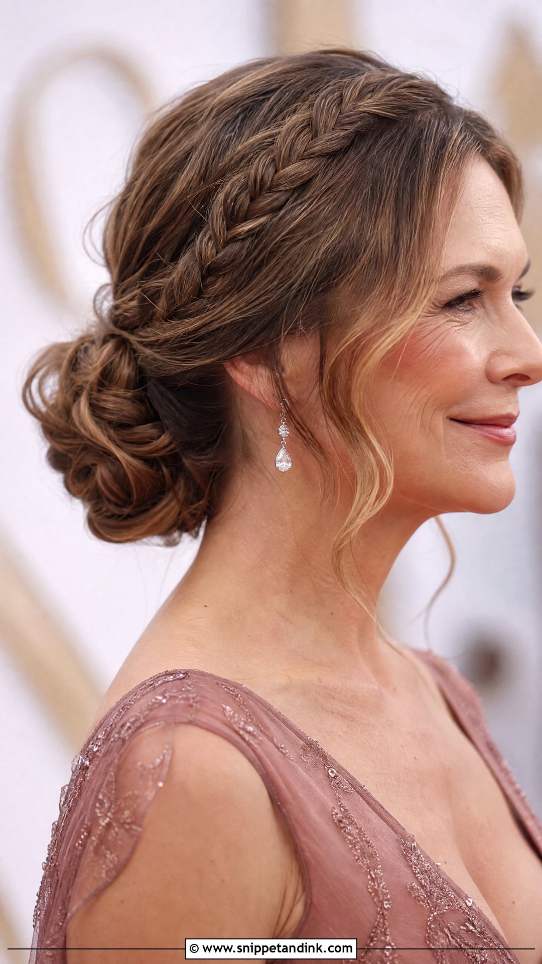 Low Knotted Bun With Braids - Snippet and Ink - 30 Mother of the Bride Hairstyles Over 50