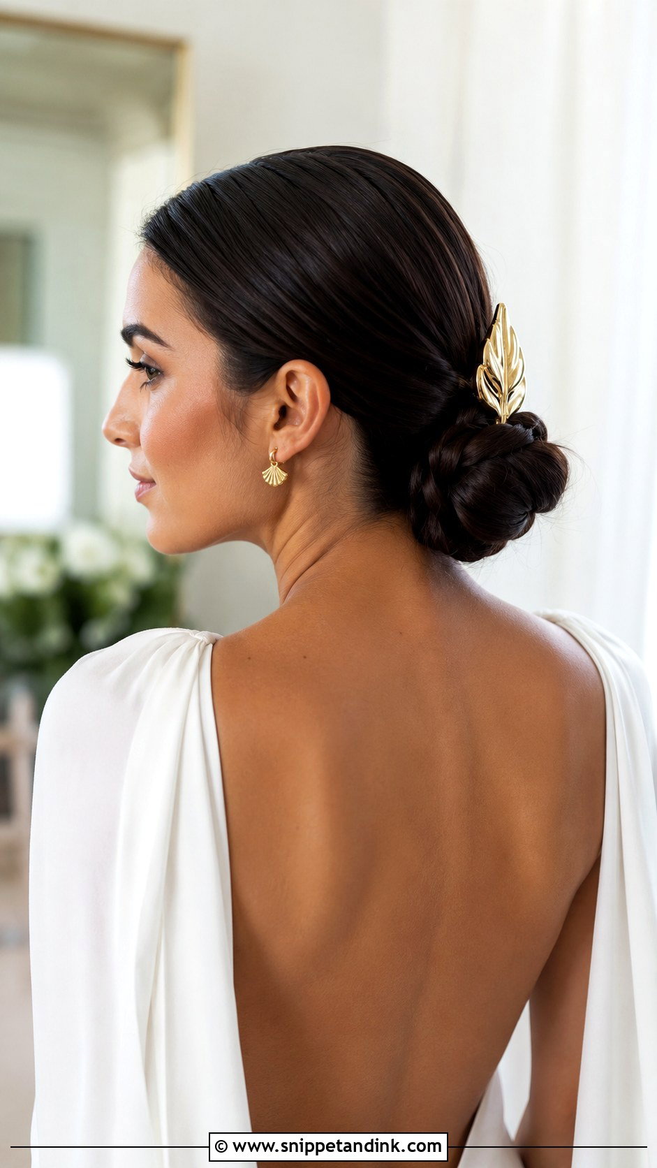 Low Knotted Bun With Hair Accessory - Snippet and Ink - 25 Edgy Wedding Hairstyles