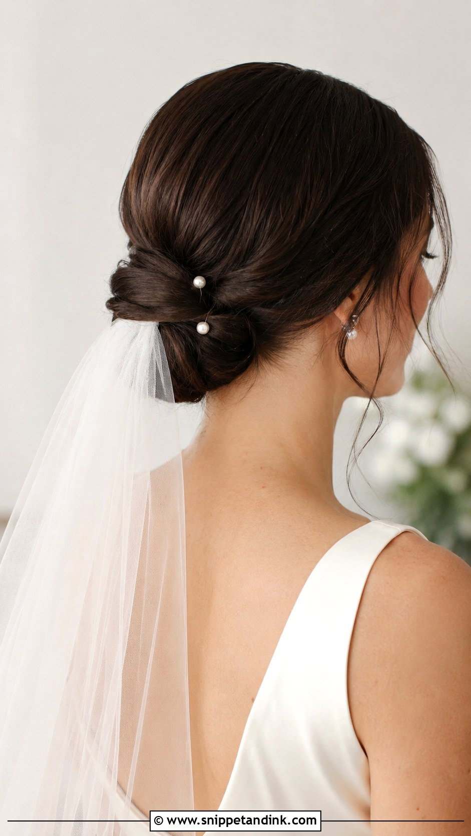 Low Knotted Bun With Veil - Snippet and Ink - 25 Easy Hairstyles for Long Hair Wedding