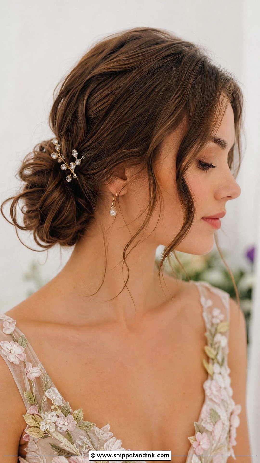 Low Loose Bun With Tendrils - Snippet and Ink - 20 Classic Wedding Hair Ideas