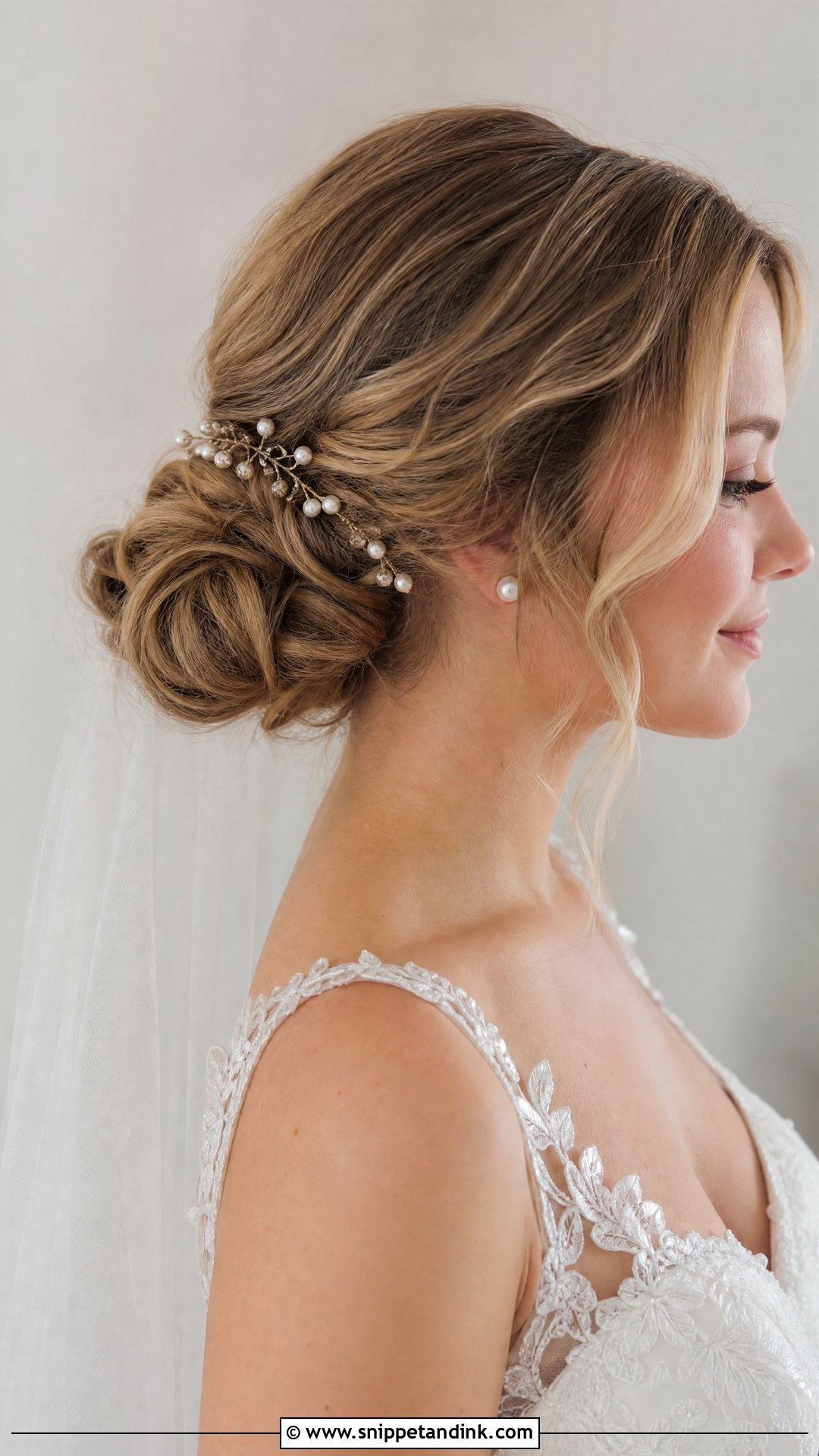 Low Loose Bun With Waves - Snippet and Ink - 20 Easy Bridal Updo Ideas