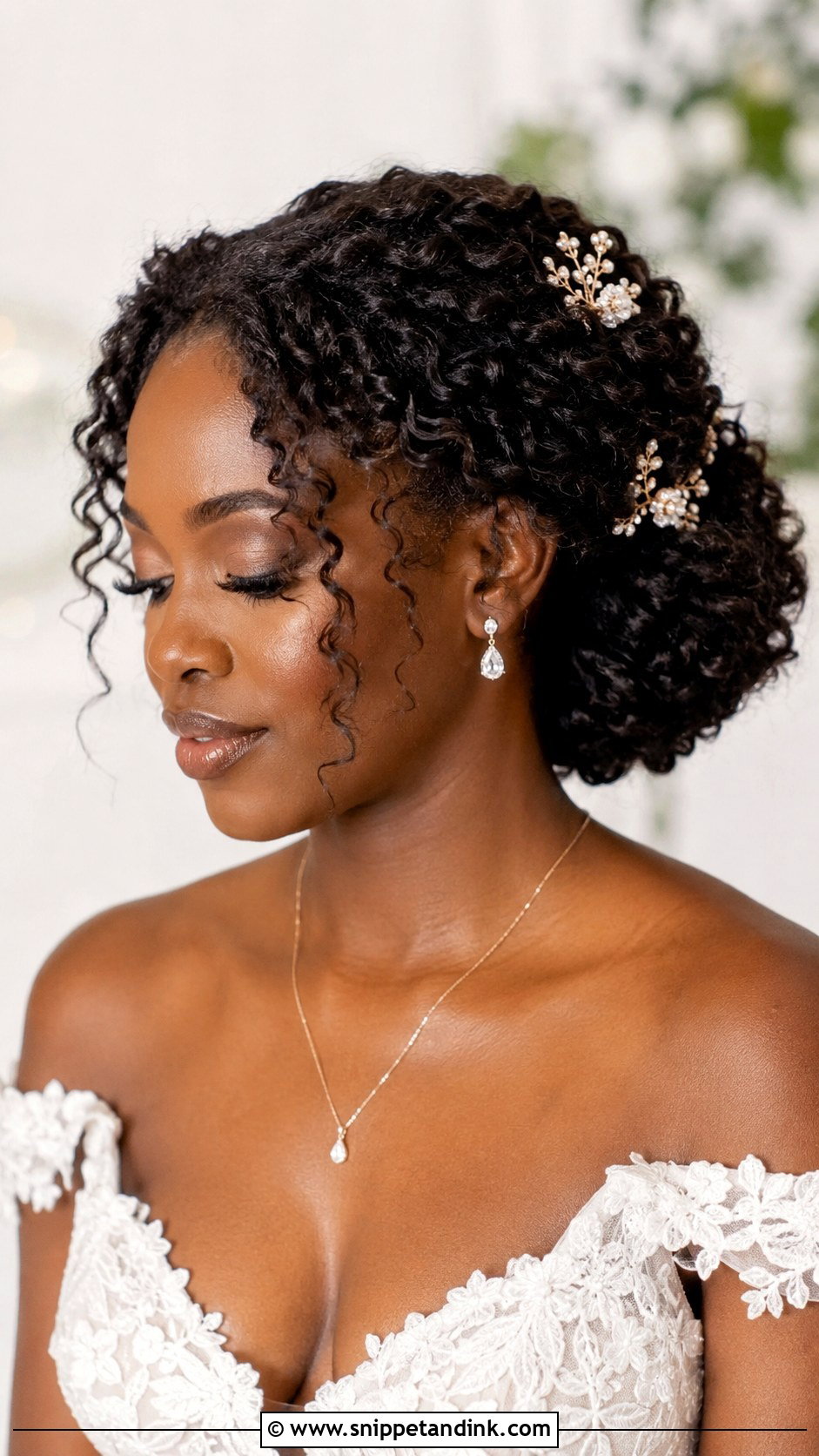 Low Loose Curly Wedding Updo - Snippet and Ink - 15 Low Loose Updo Wedding Ideas