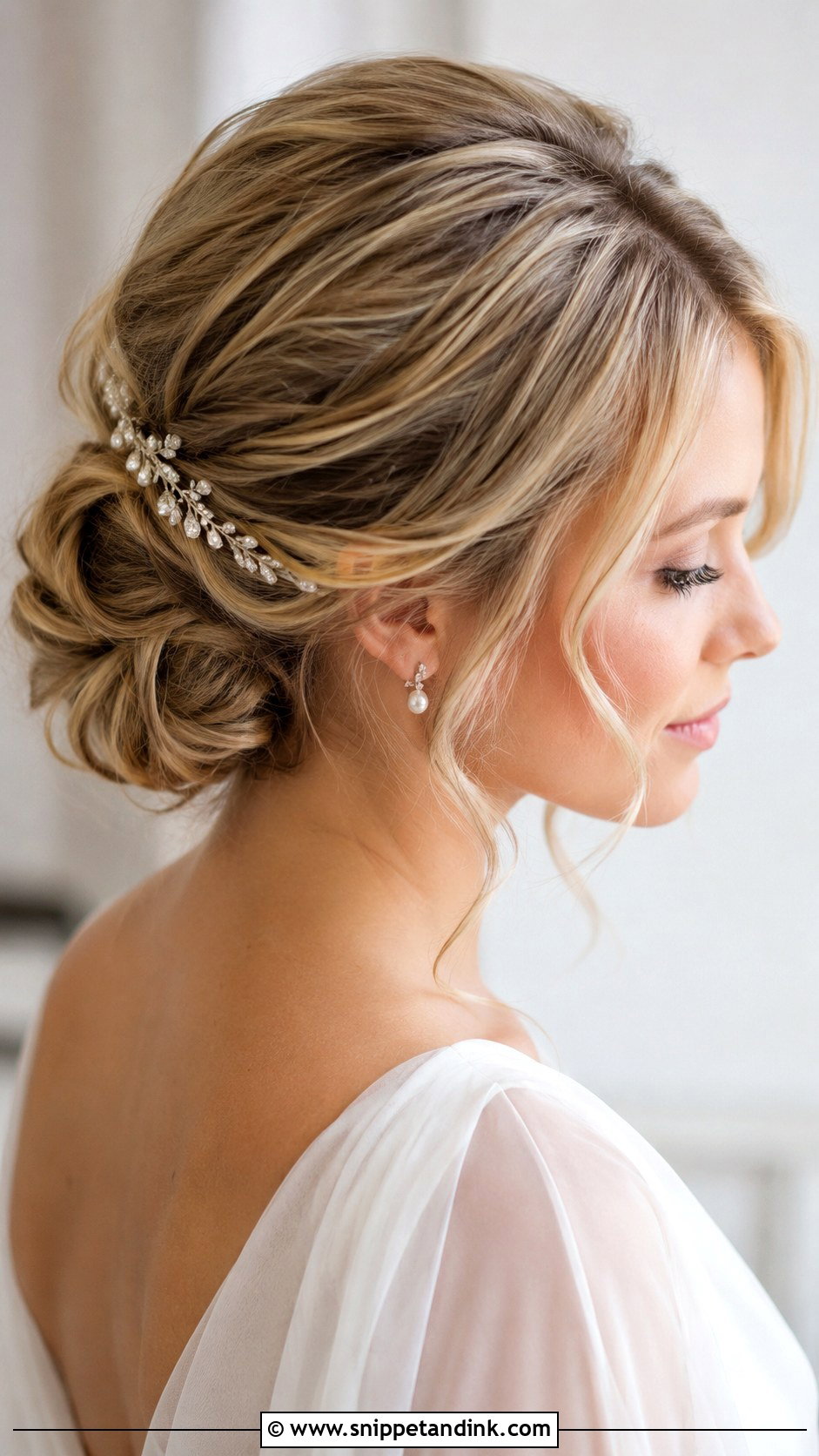 Low Loose Wedding Updo For Fine Hair - Snippet and Ink - 15 Low Loose Updo Wedding Ideas