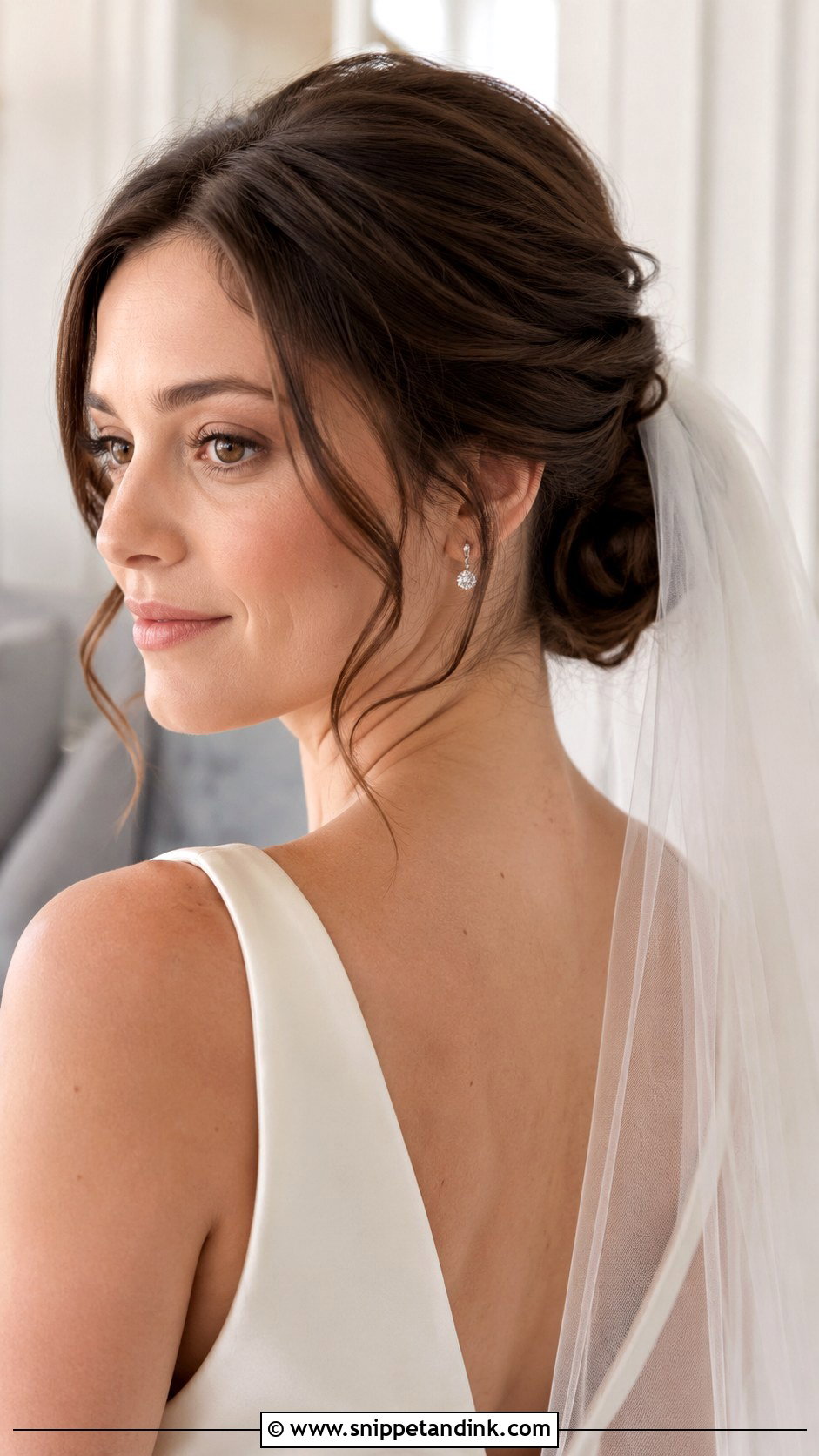 Low Loose Wedding Updo With Veil - Snippet and Ink - 15 Low Loose Updo Wedding Ideas