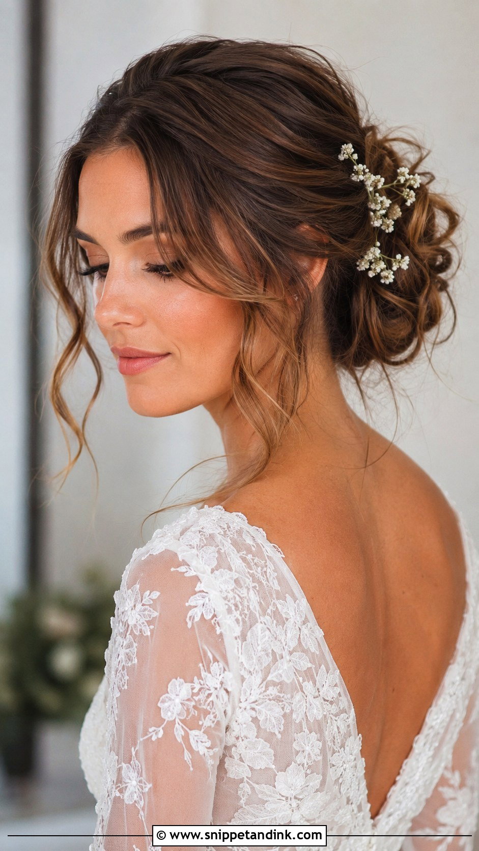Low Messy Bun Wedding Hairstyle - Snippet and Ink - 15 Low Updo Wedding Hairstyles