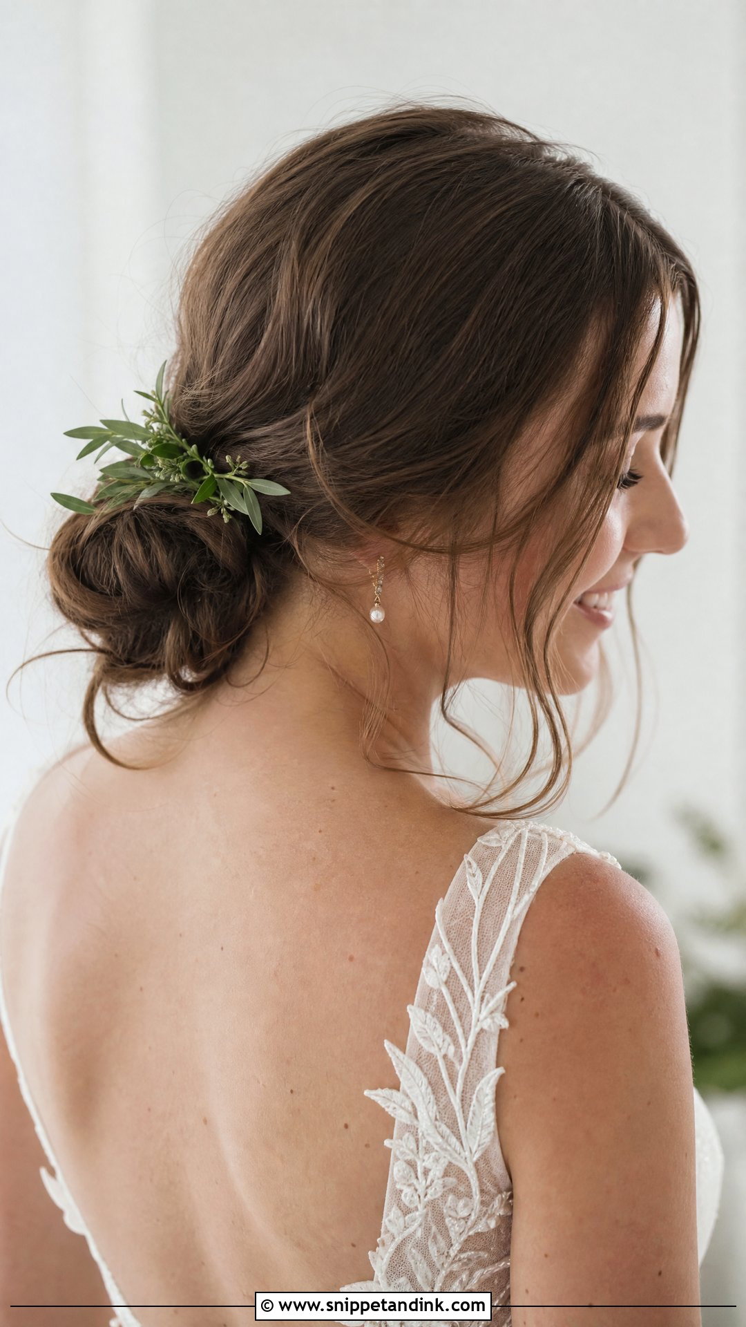 Low Messy Bun With Loose Strands - Snippet and Ink - 20 Western Wedding Hair Ideas